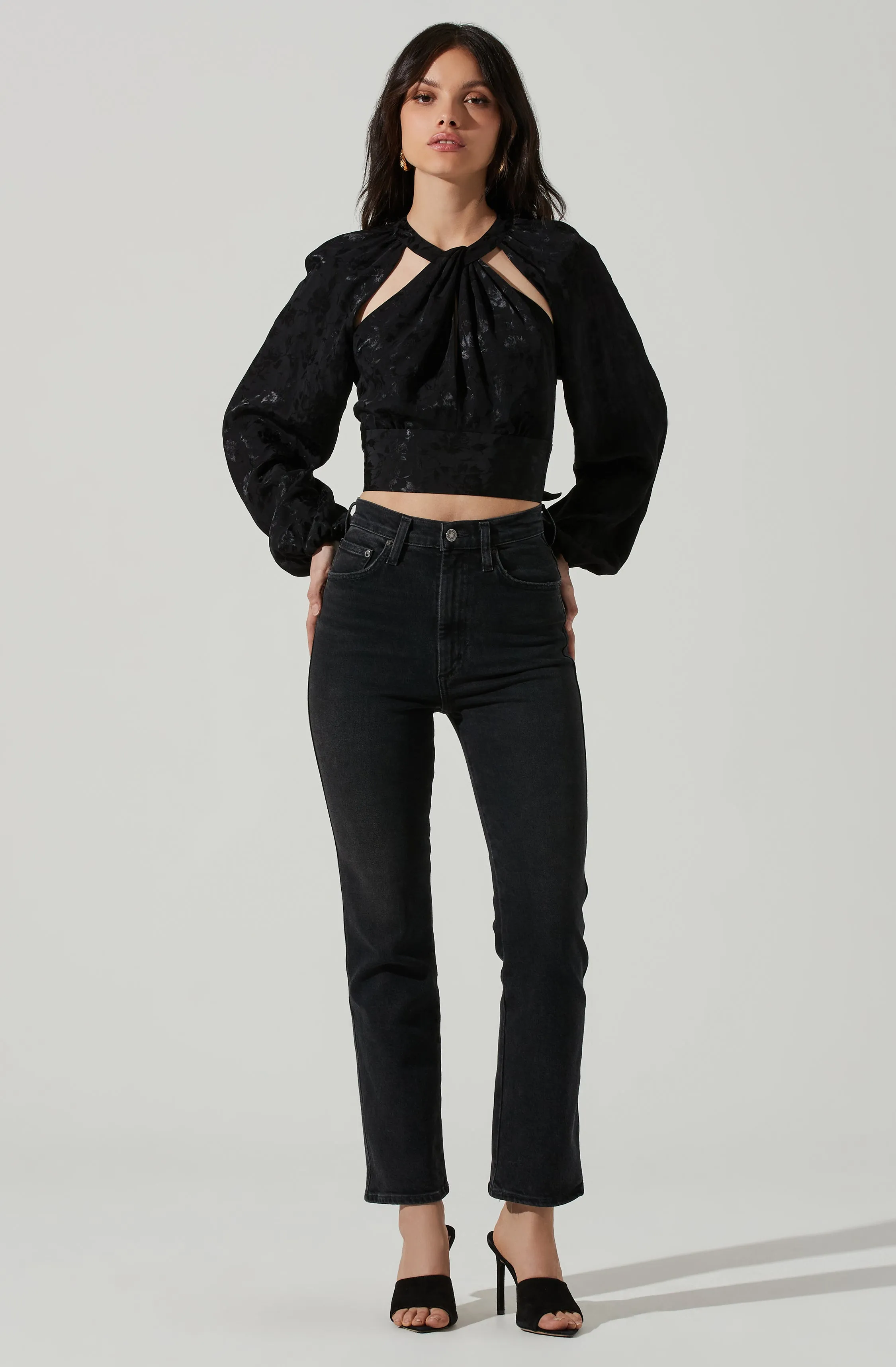 Betsy Floral Jacquard Cutout Long Sleeve Top sold by Astr product image thumbnail 4