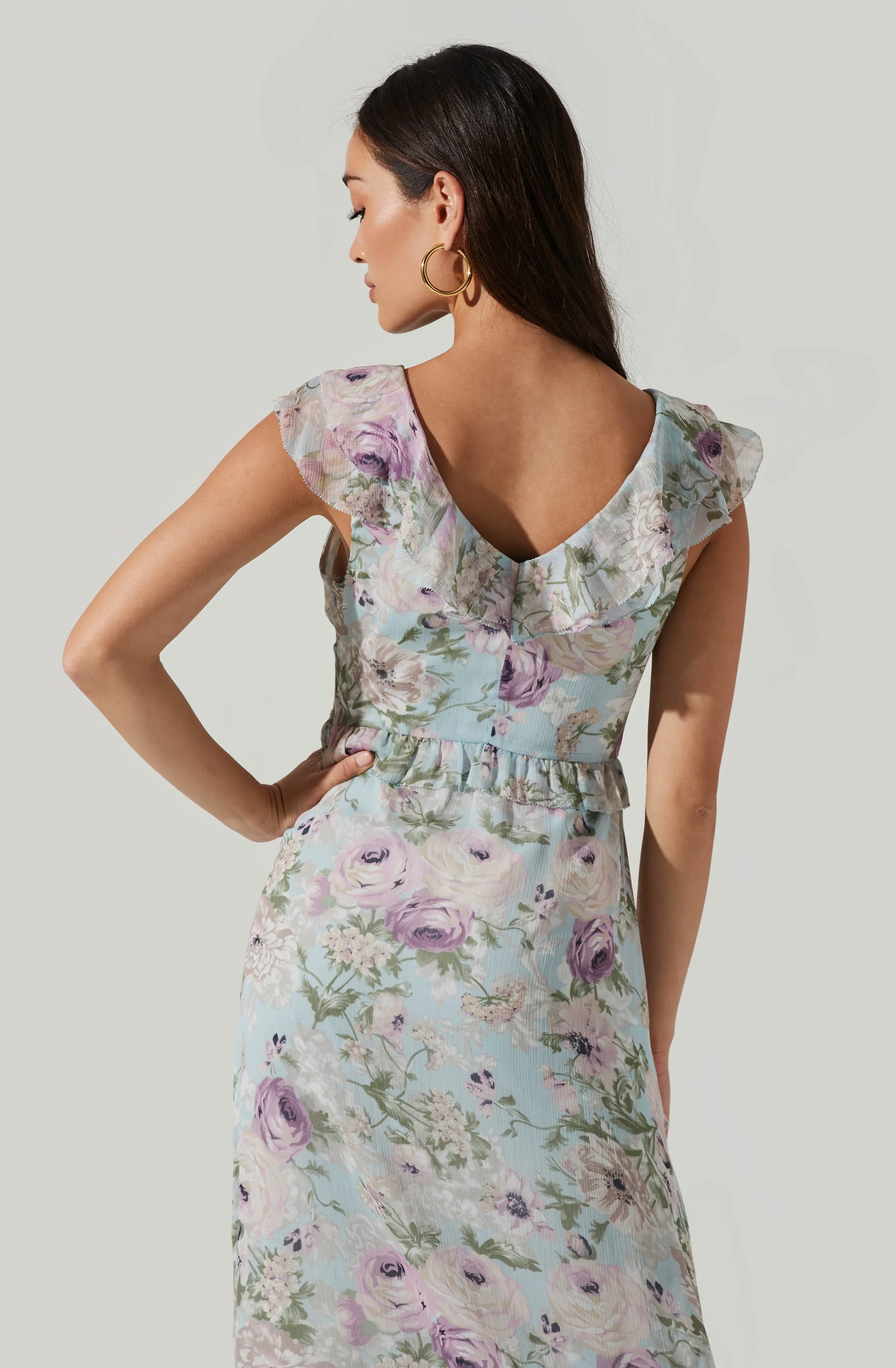 Tempest Floral Ruffle Midi Dress sold by Astr product image thumbnail 4