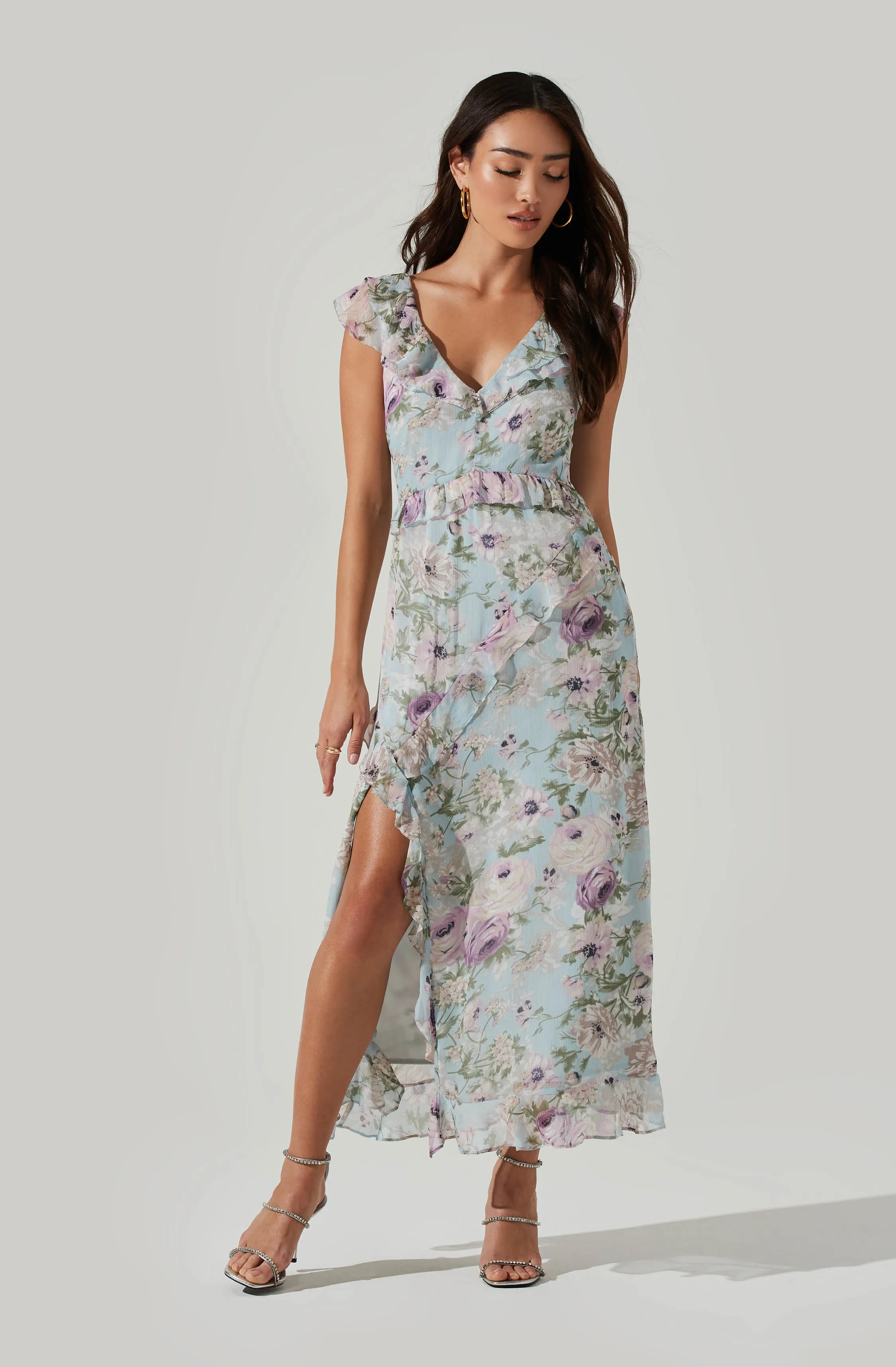 Tempest Floral Ruffle Midi Dress sold by Astr product image thumbnail 3