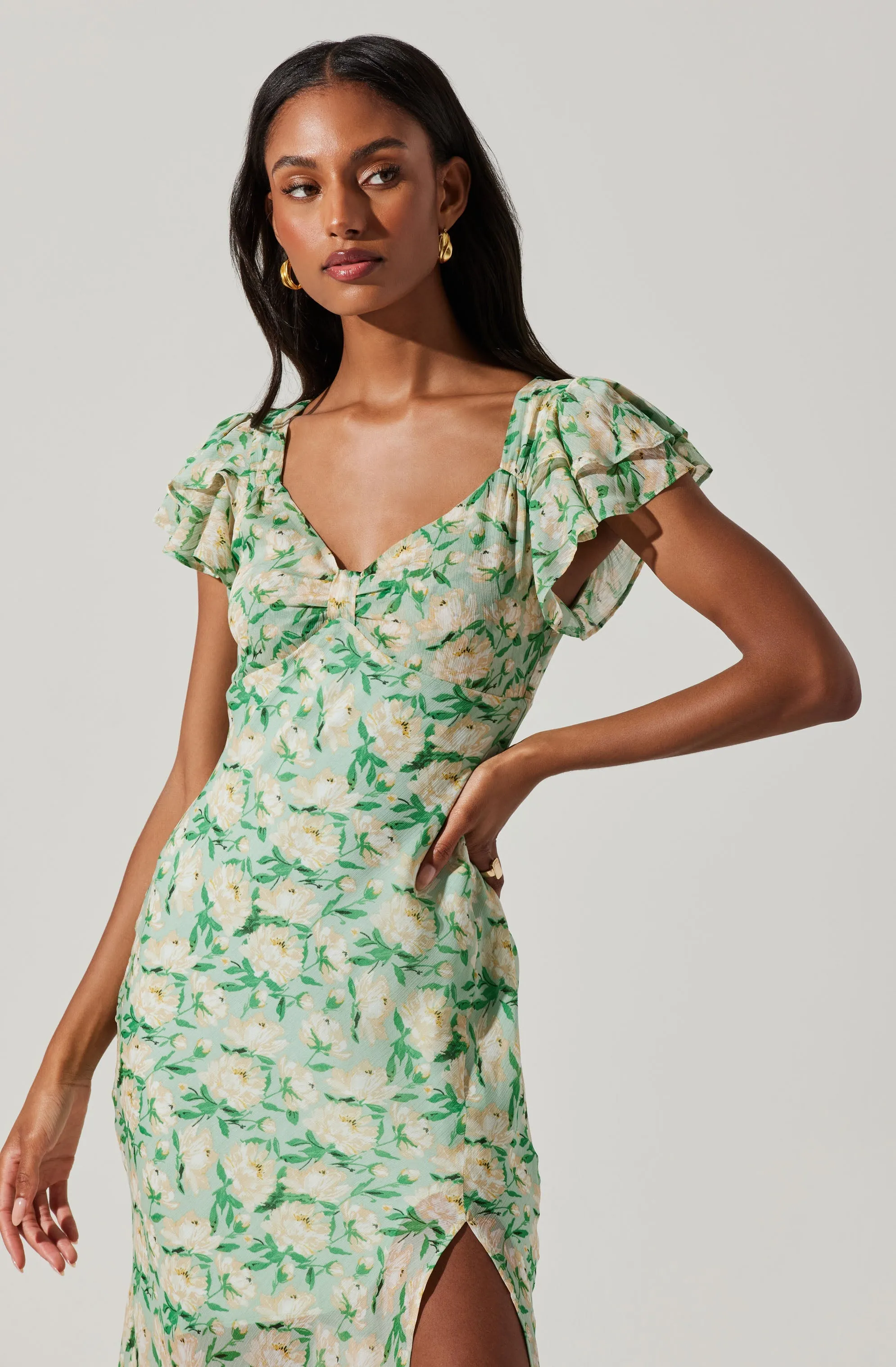 Maisy Floral Flutter Sleeve Midi Dress sold by Astr product image thumbnail 2