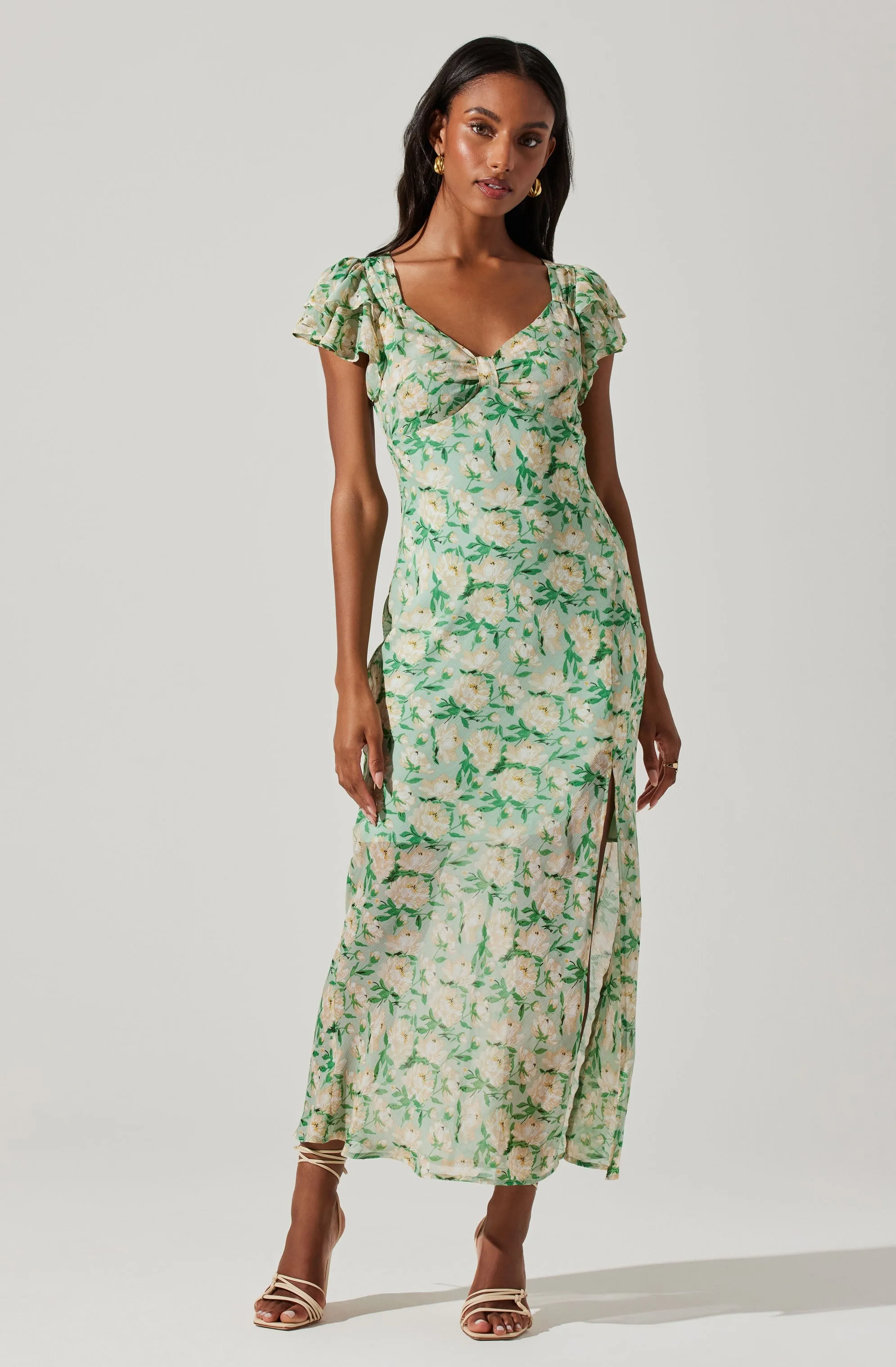 Maisy Floral Flutter Sleeve Midi Dress sold by Astr product image thumbnail 3