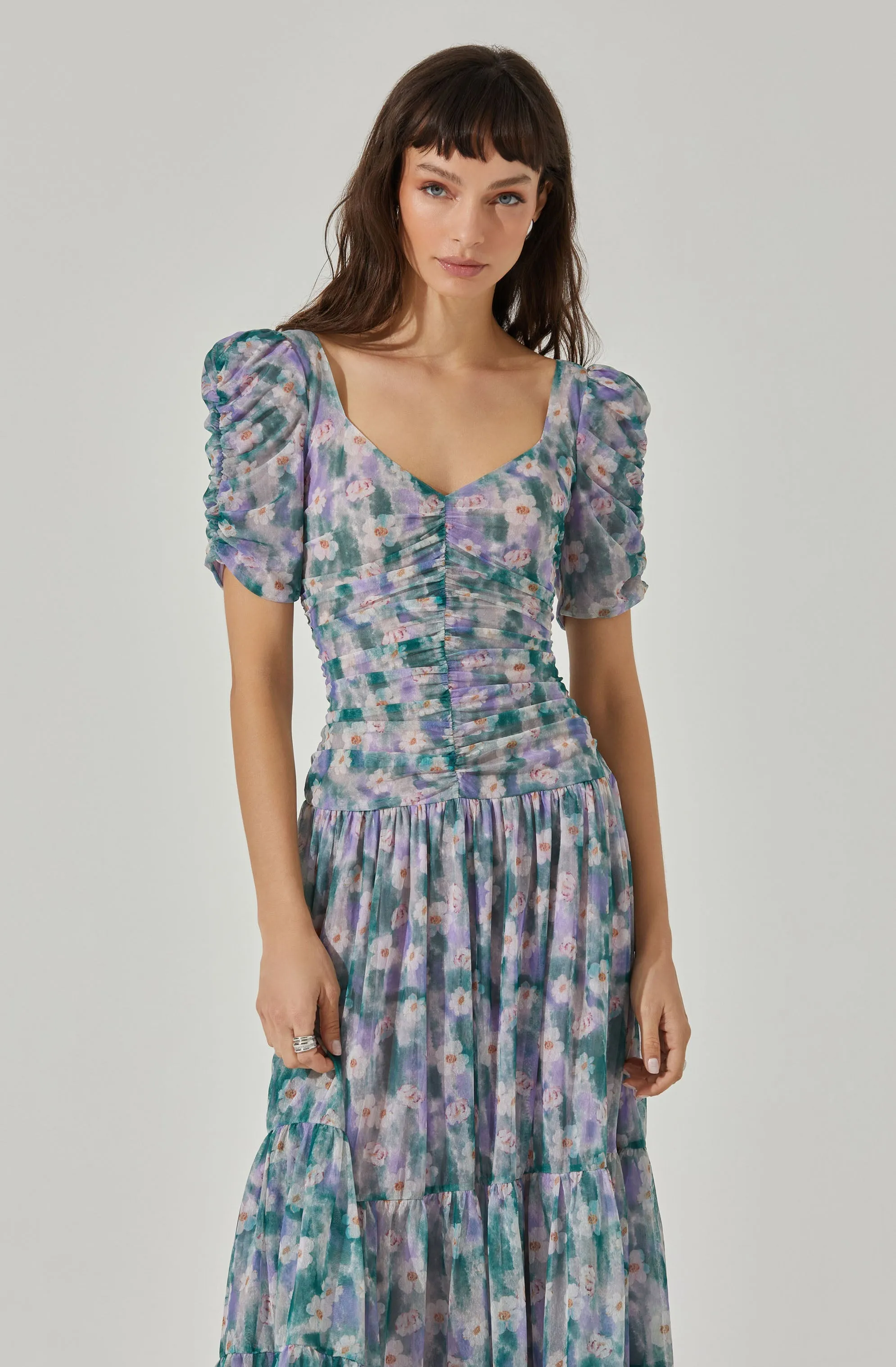 Sweetheart Floral Mesh Midi Dress sold by Astr product image thumbnail 4