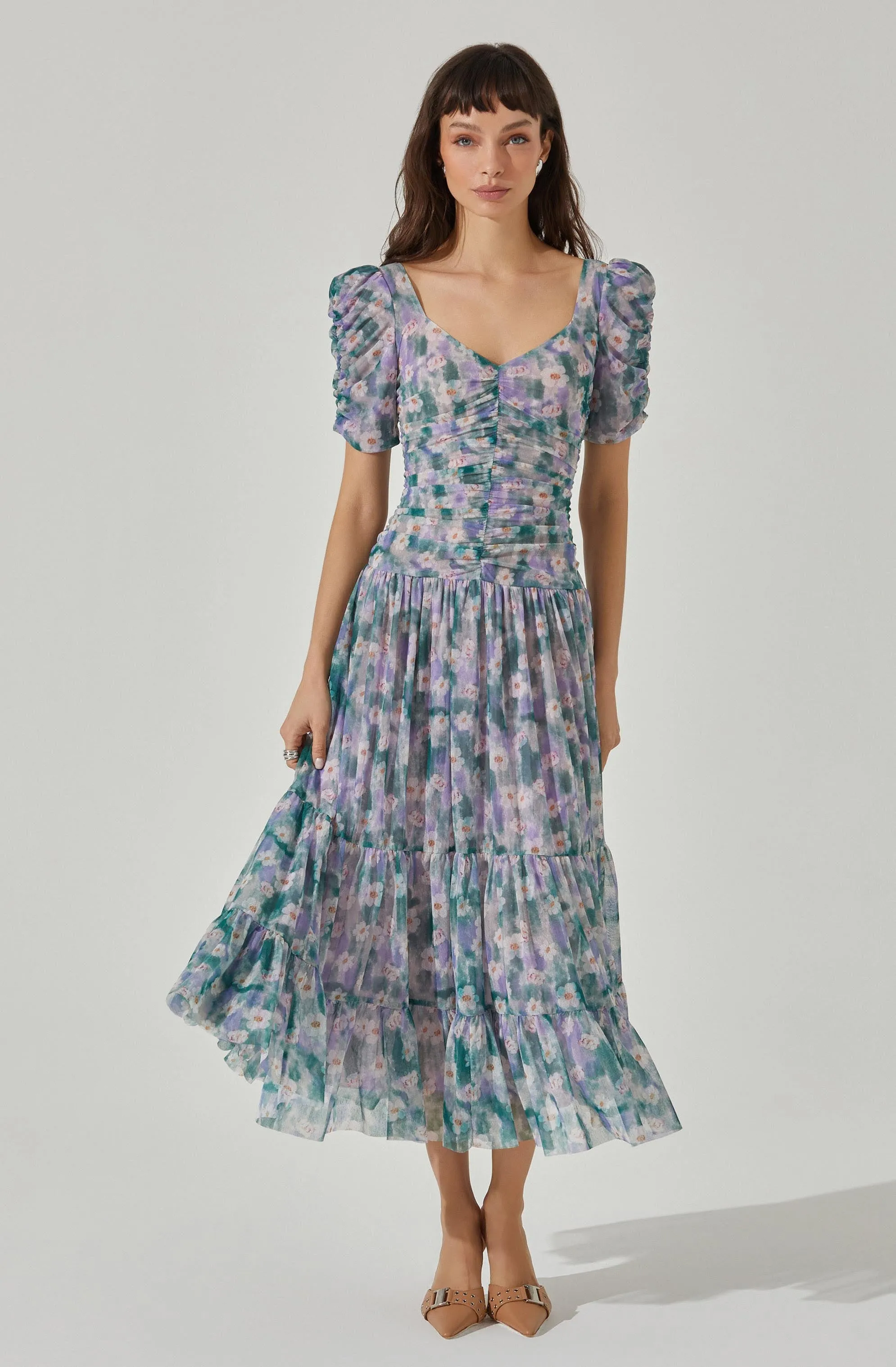 Sweetheart Floral Mesh Midi Dress sold by Astr