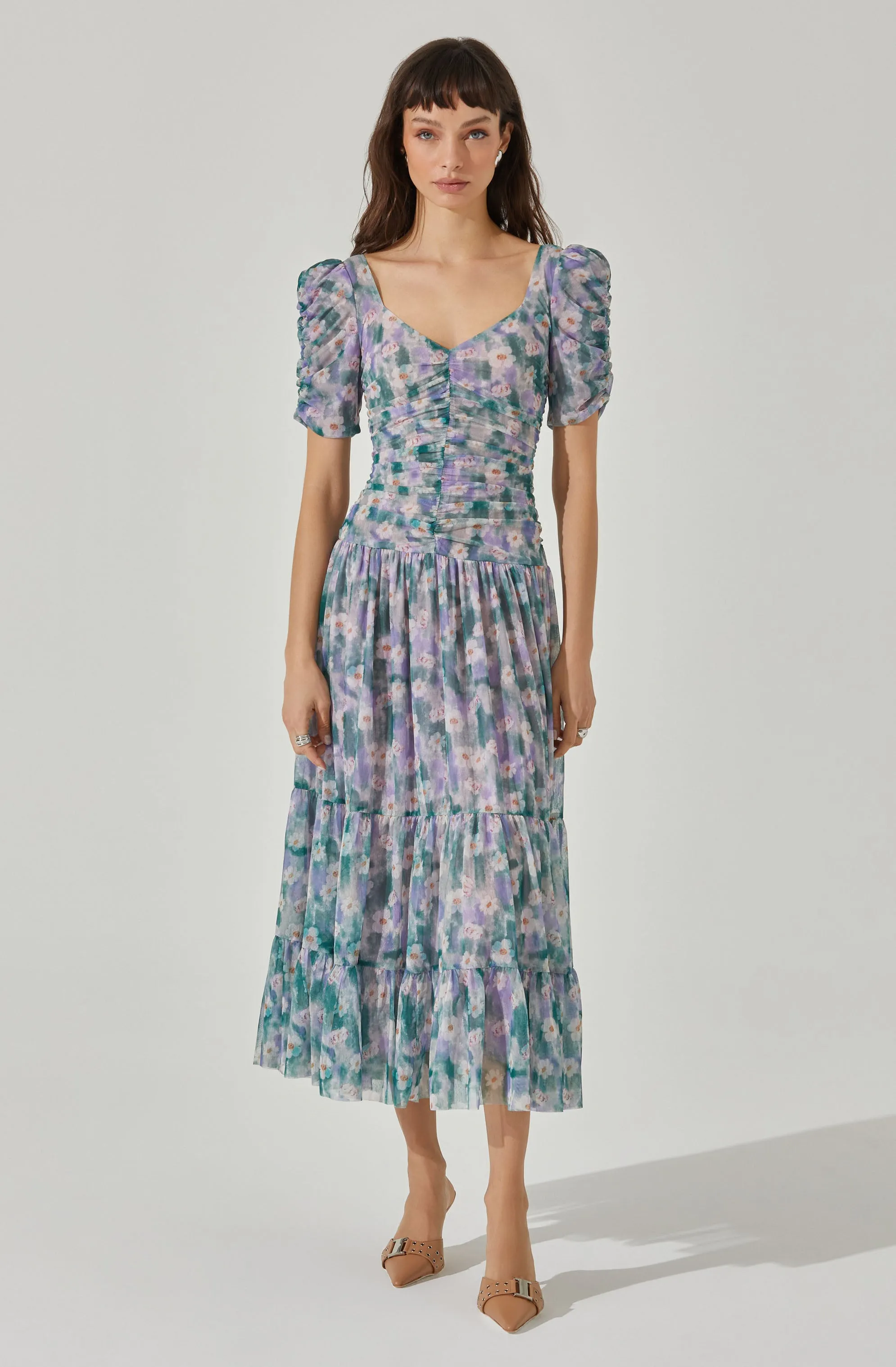 Sweetheart Floral Mesh Midi Dress sold by Astr product image thumbnail 3