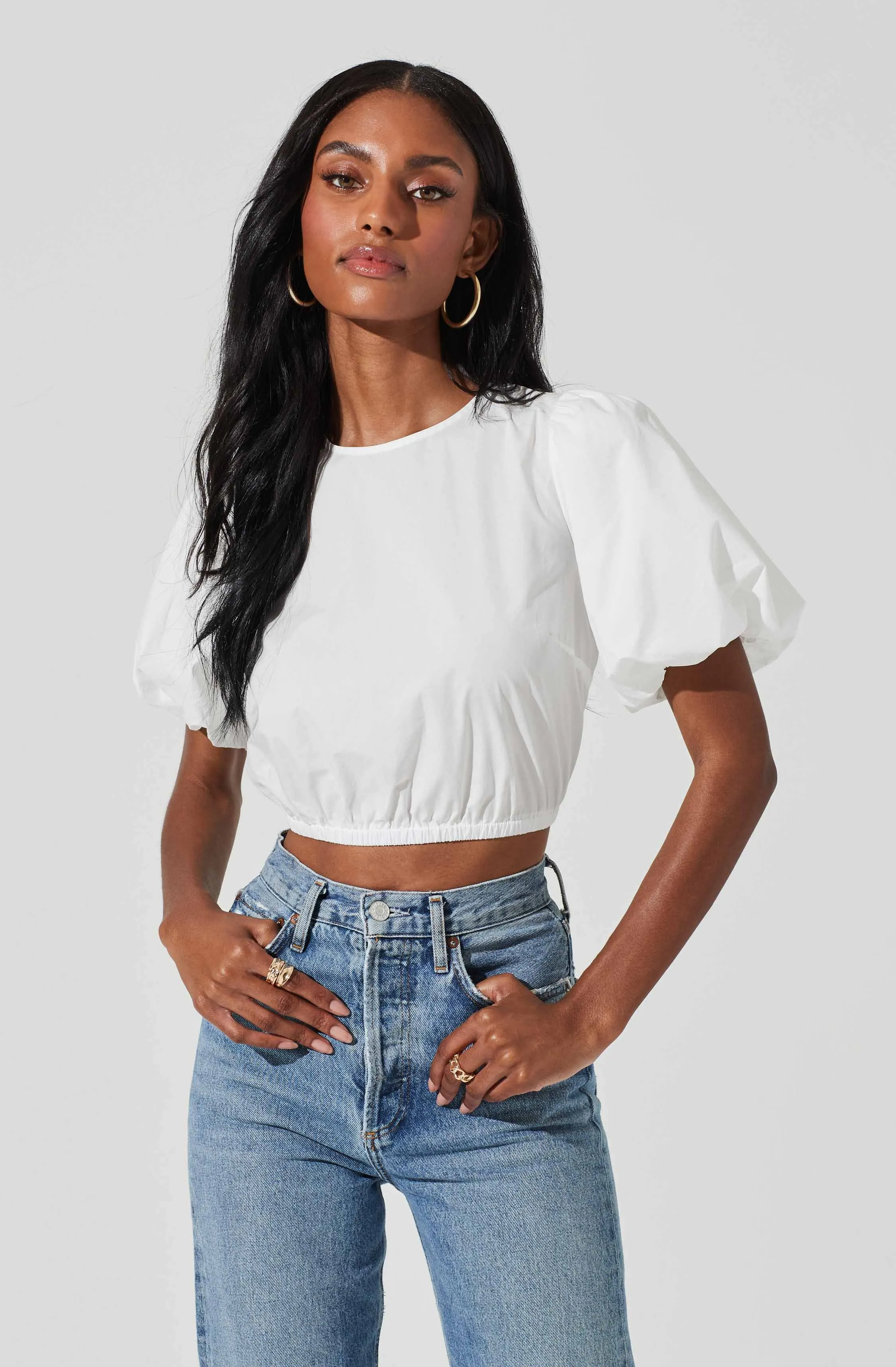 Lace Up Poplin Top sold by Astr
