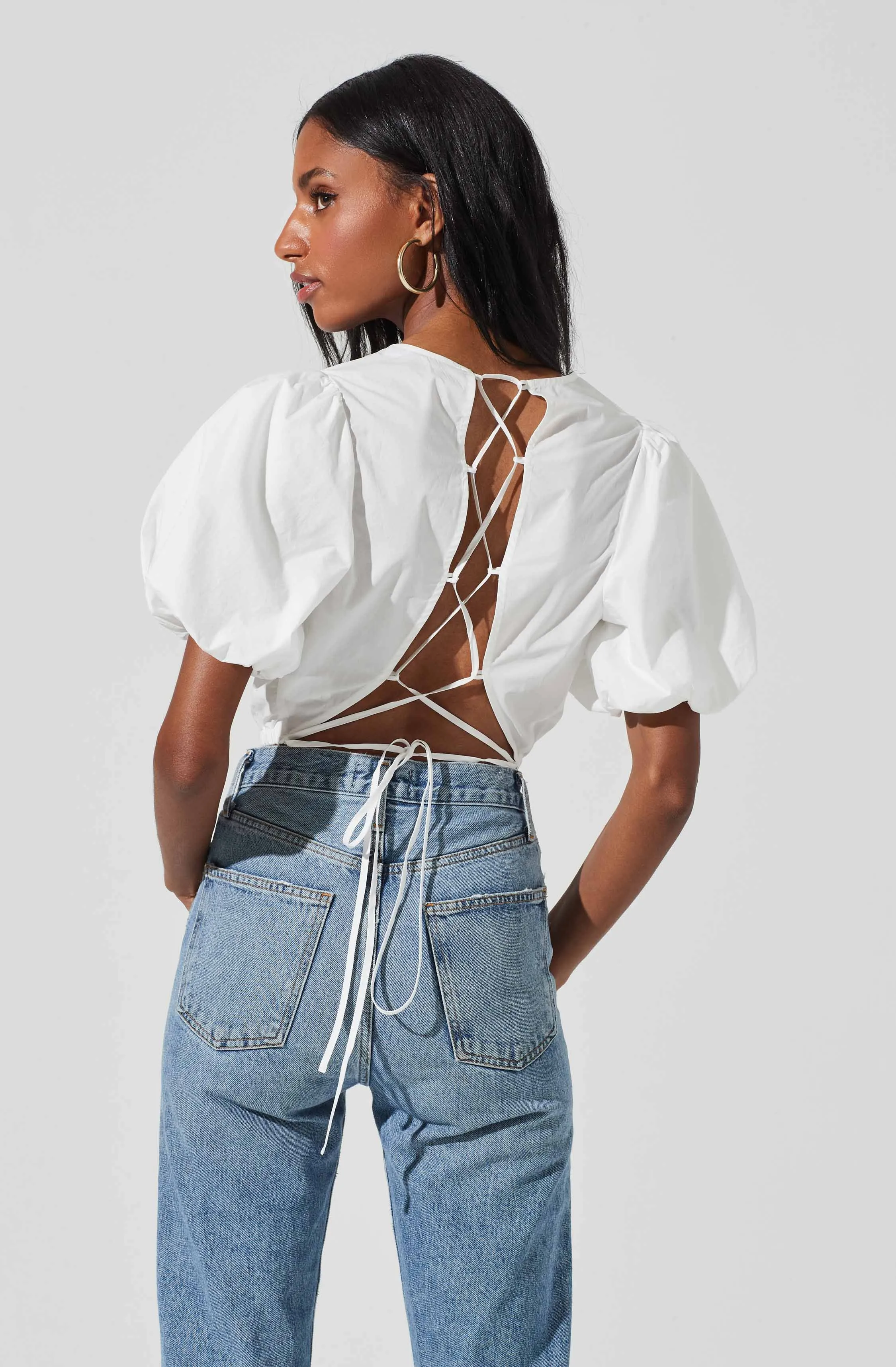 Lace Up Poplin Top sold by Astr product image thumbnail 5