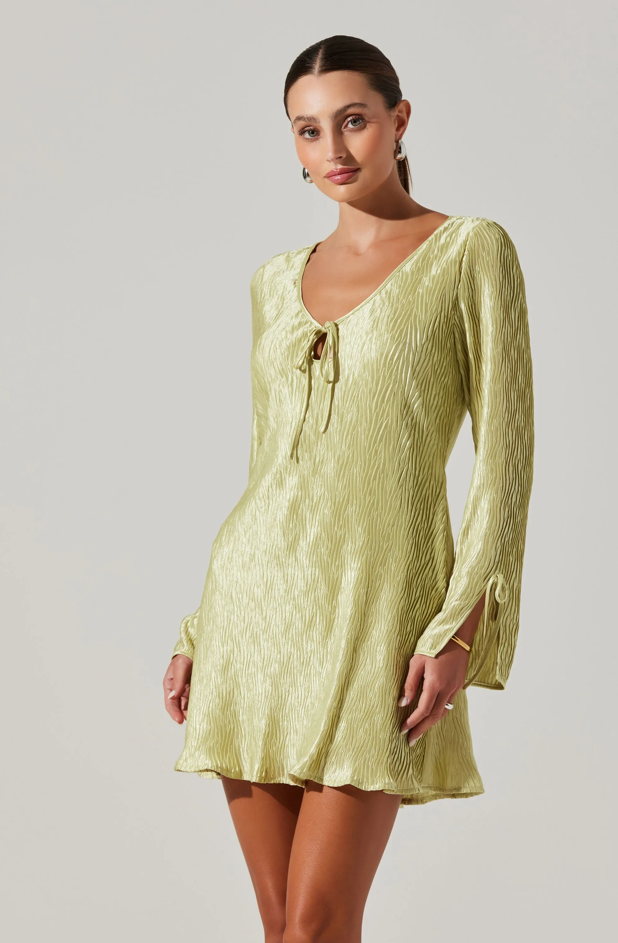 Textured Plisse Long Sleeve Mini Dress sold by Astr product image thumbnail 2