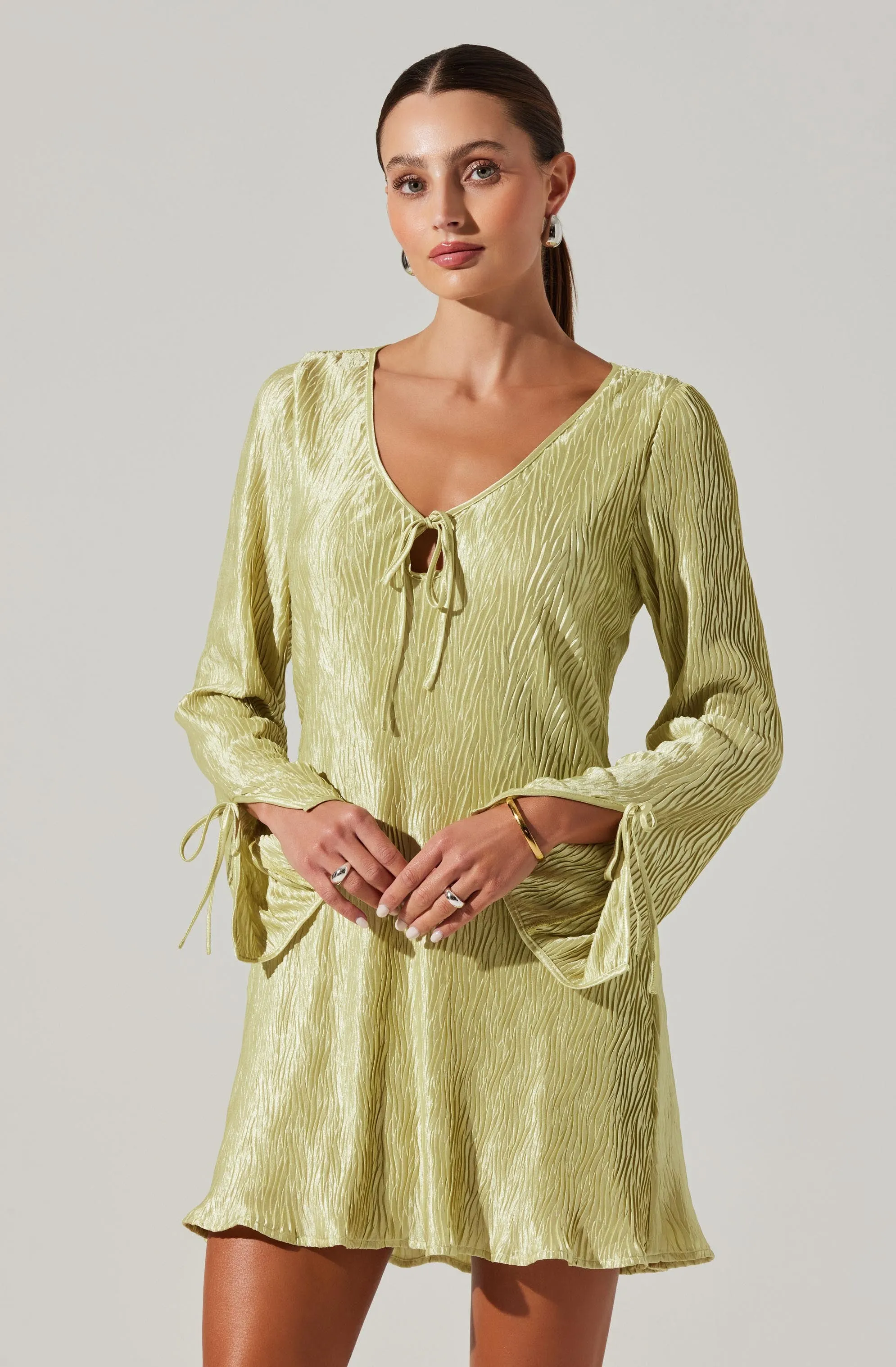 Textured Plisse Long Sleeve Mini Dress sold by Astr product image thumbnail 4