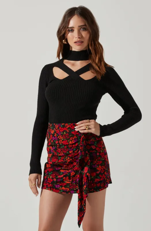 Antonella Mock Neck Cutout Sweater sold by Astr