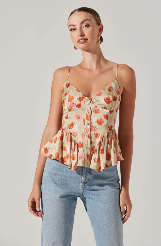 Emmy Floral Embellished Peplum Top made by Astr