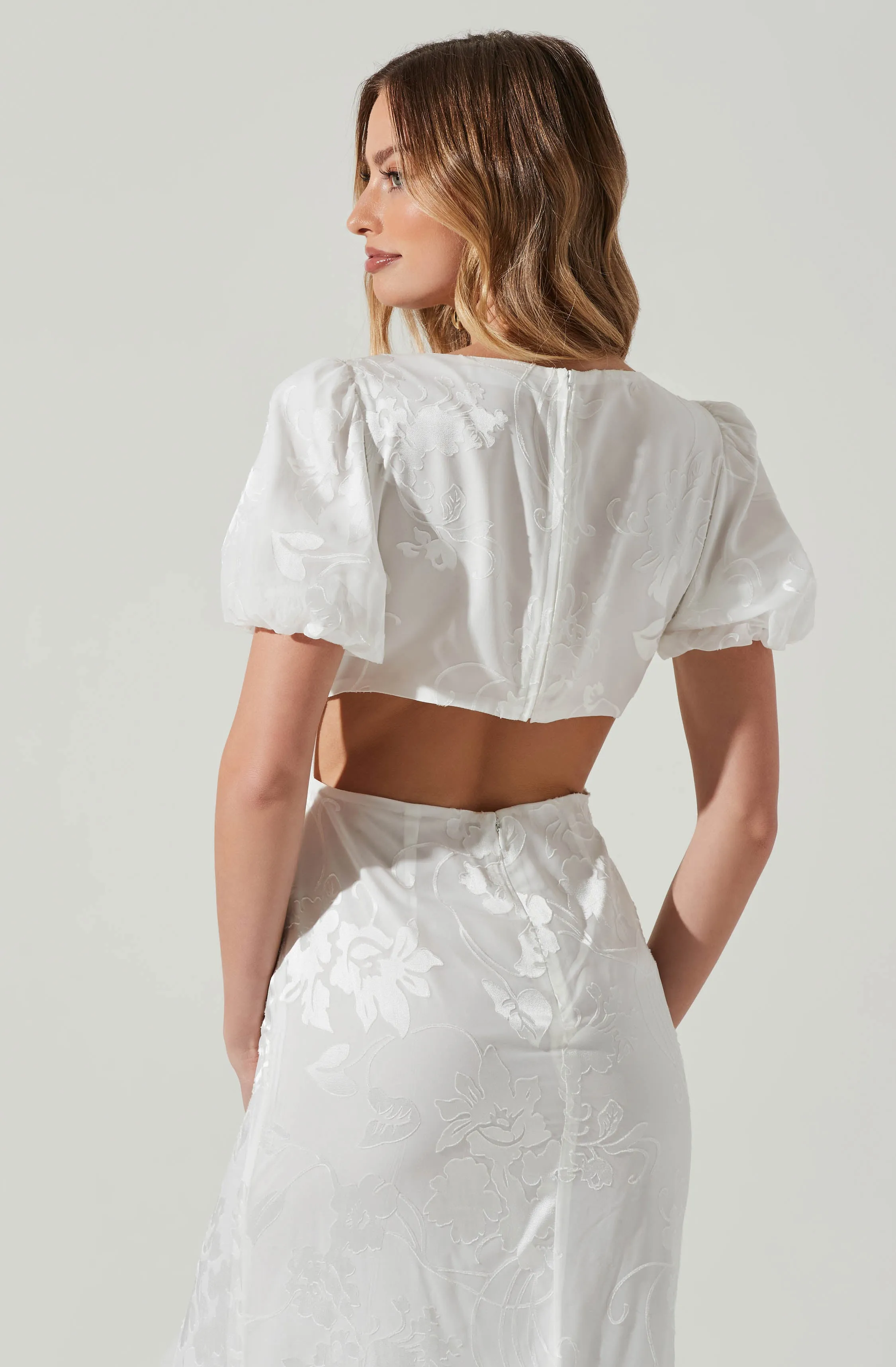 Dayanara Floral Burnout Puff Sleeve Midi Dress sold by Astr product image thumbnail 5