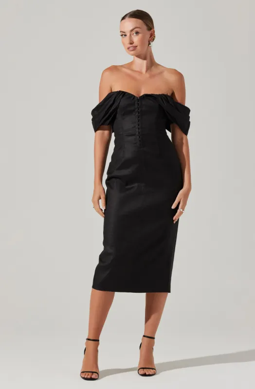 Opal Off-Shoulder Midi Dress sold by Astr