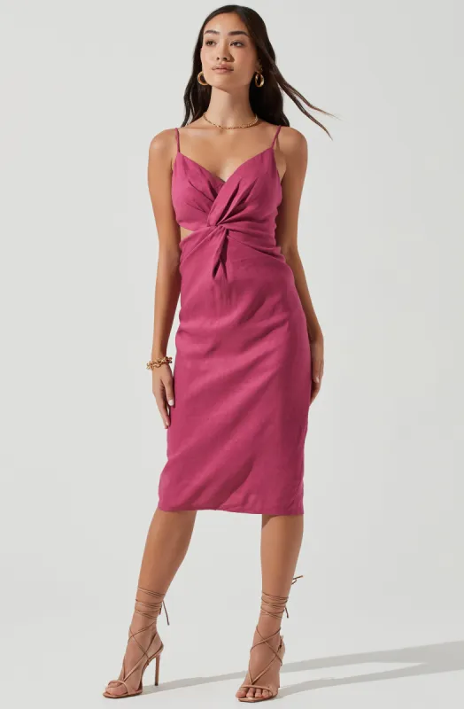 Didion Twist Front Side Cutout Midi Dress made by Astr