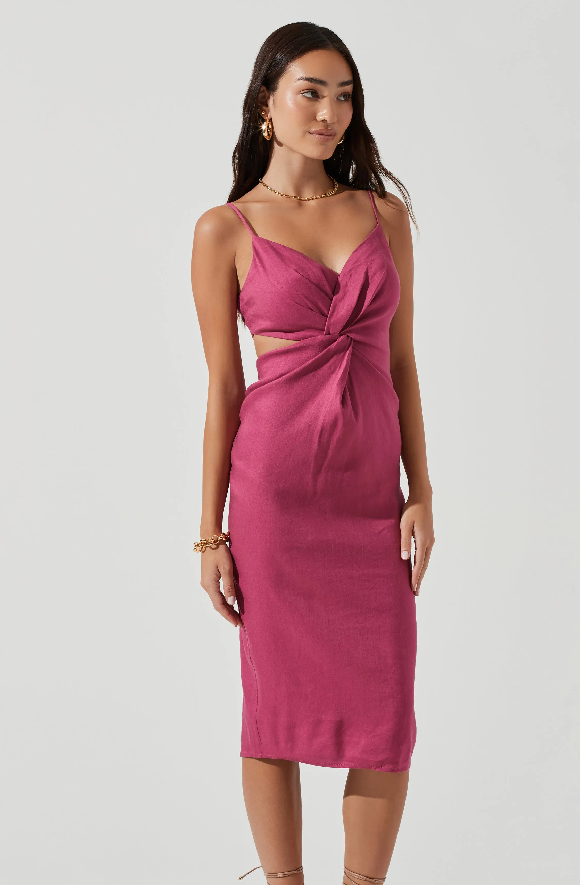 Didion Twist Front Side Cutout Midi Dress sold by Astr product image thumbnail 3