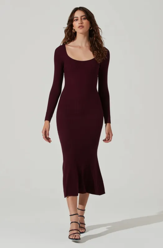 Long Sleeve Cutout Midi Dress sold by Astr