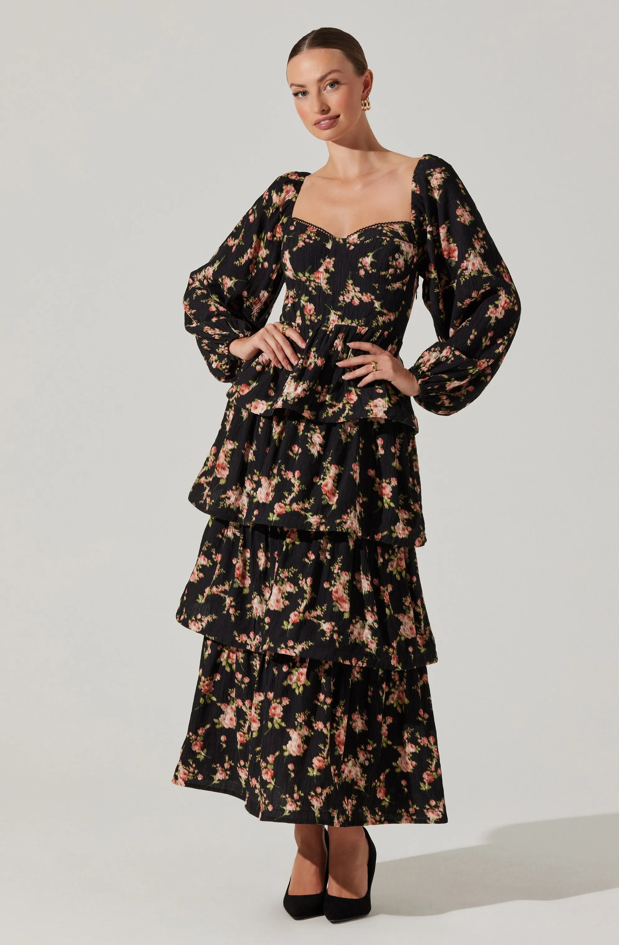 Aumie Tiered Floral Maxi Dress sold by Astr
