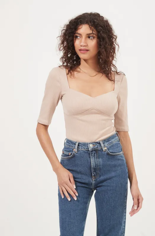 Eliza Sweetheart Neck Bodysuit sold by Astr