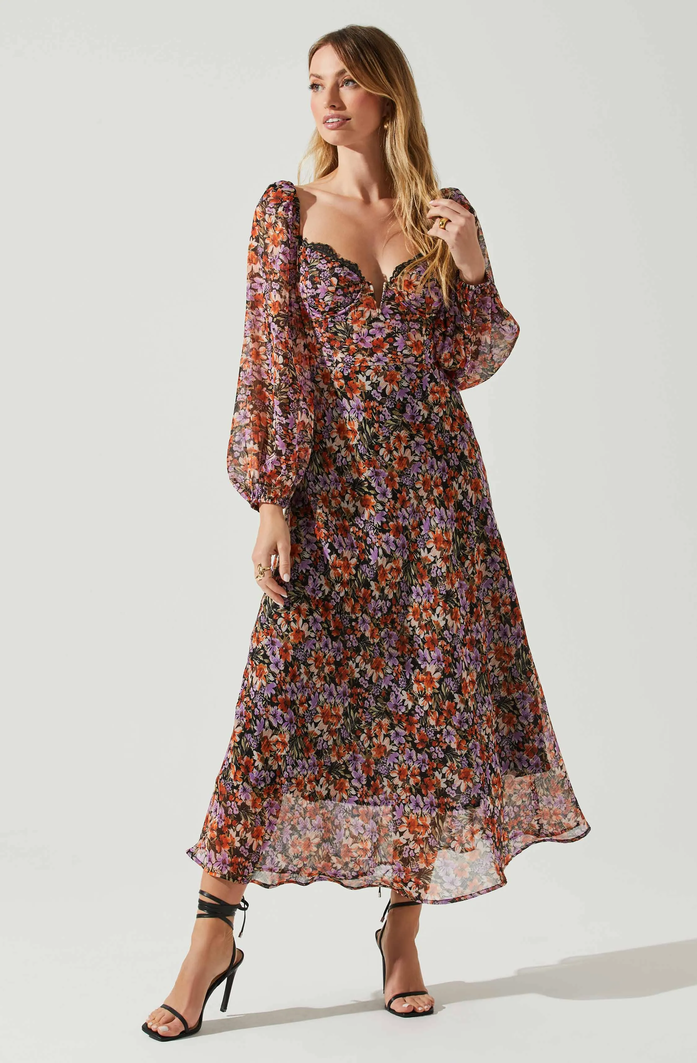 Sylvie Floral Puff Sleeve Midi Dress sold by Astr product image thumbnail 3