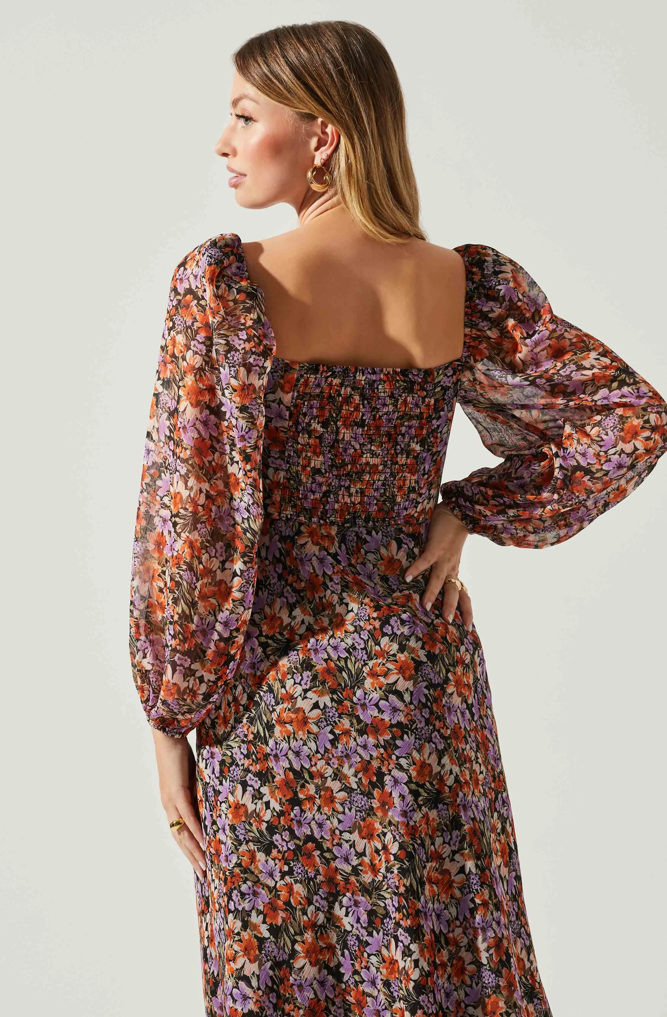 Sylvie Floral Puff Sleeve Midi Dress sold by Astr product image thumbnail 5