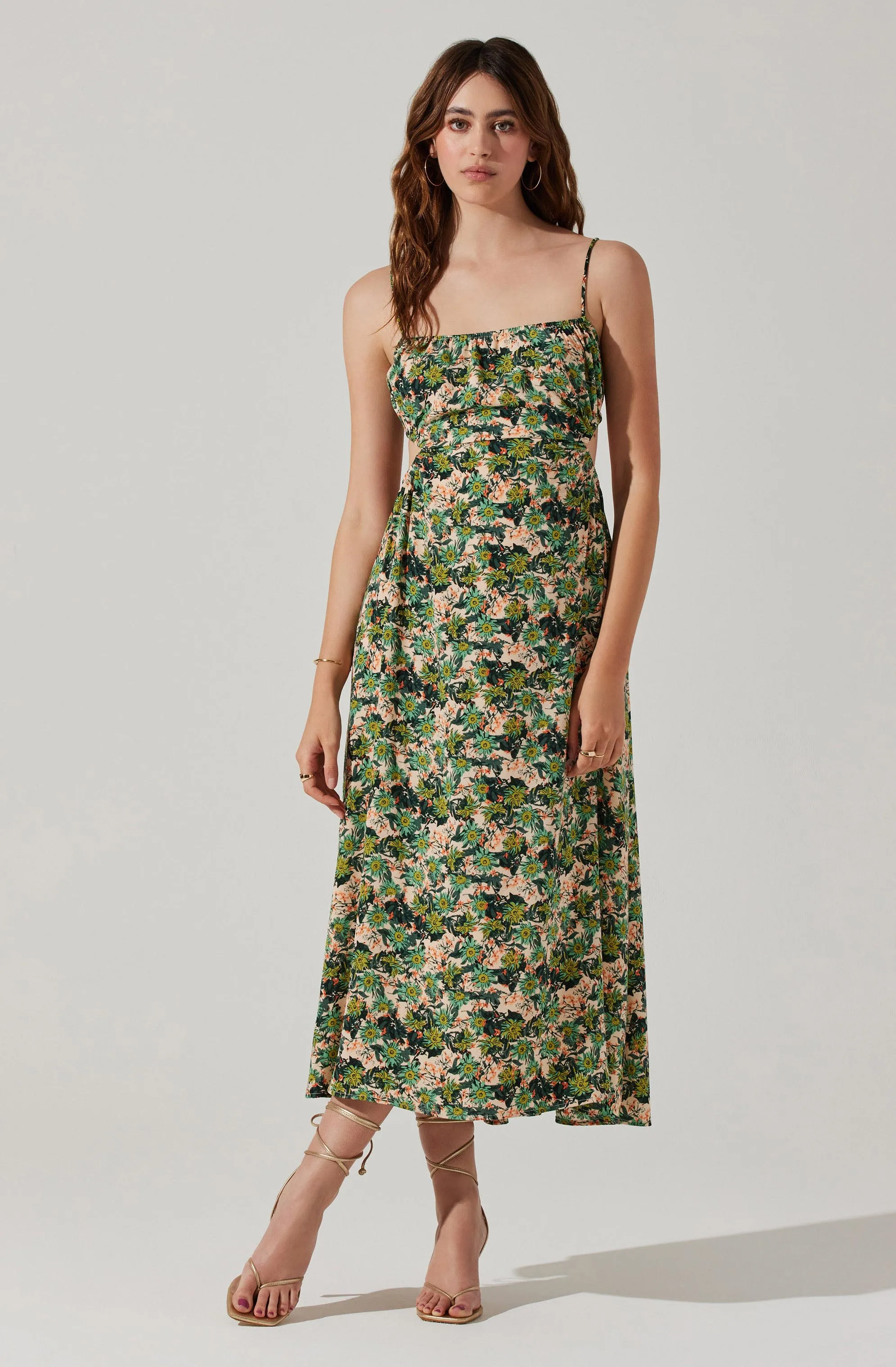Open Back Floral Midi Dress sold by Astr