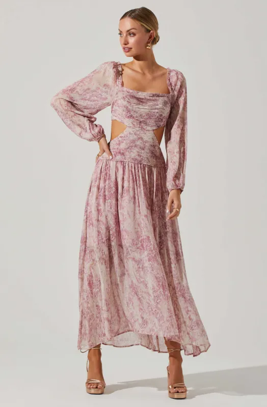 Amadora Square Neck Cutout Long Sleeve Maxi Dress made by Astr