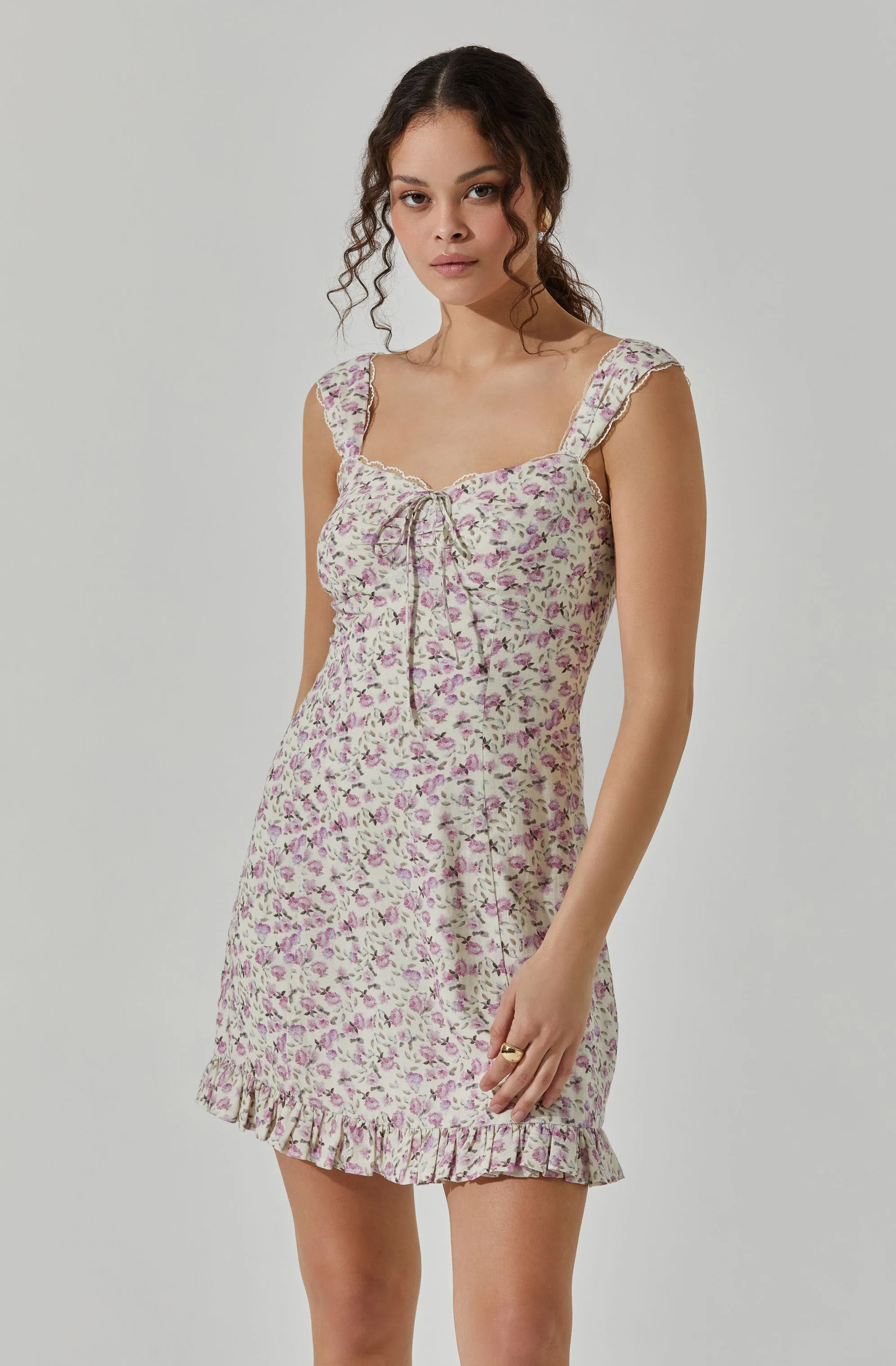 Lace Trimmed Linen Mini Dress sold by Astr product image thumbnail 4