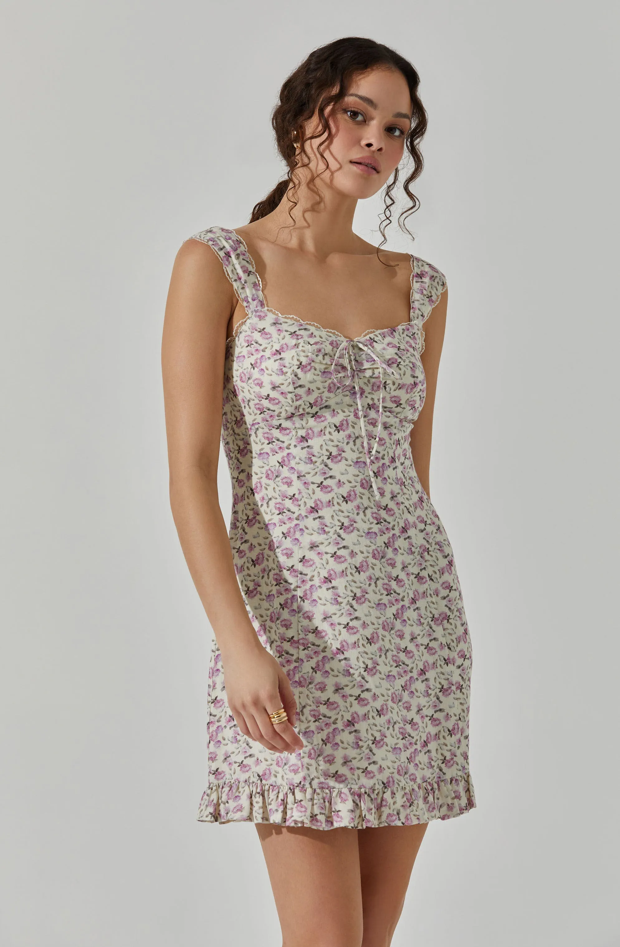 Lace Trimmed Linen Mini Dress sold by Astr product image thumbnail 2