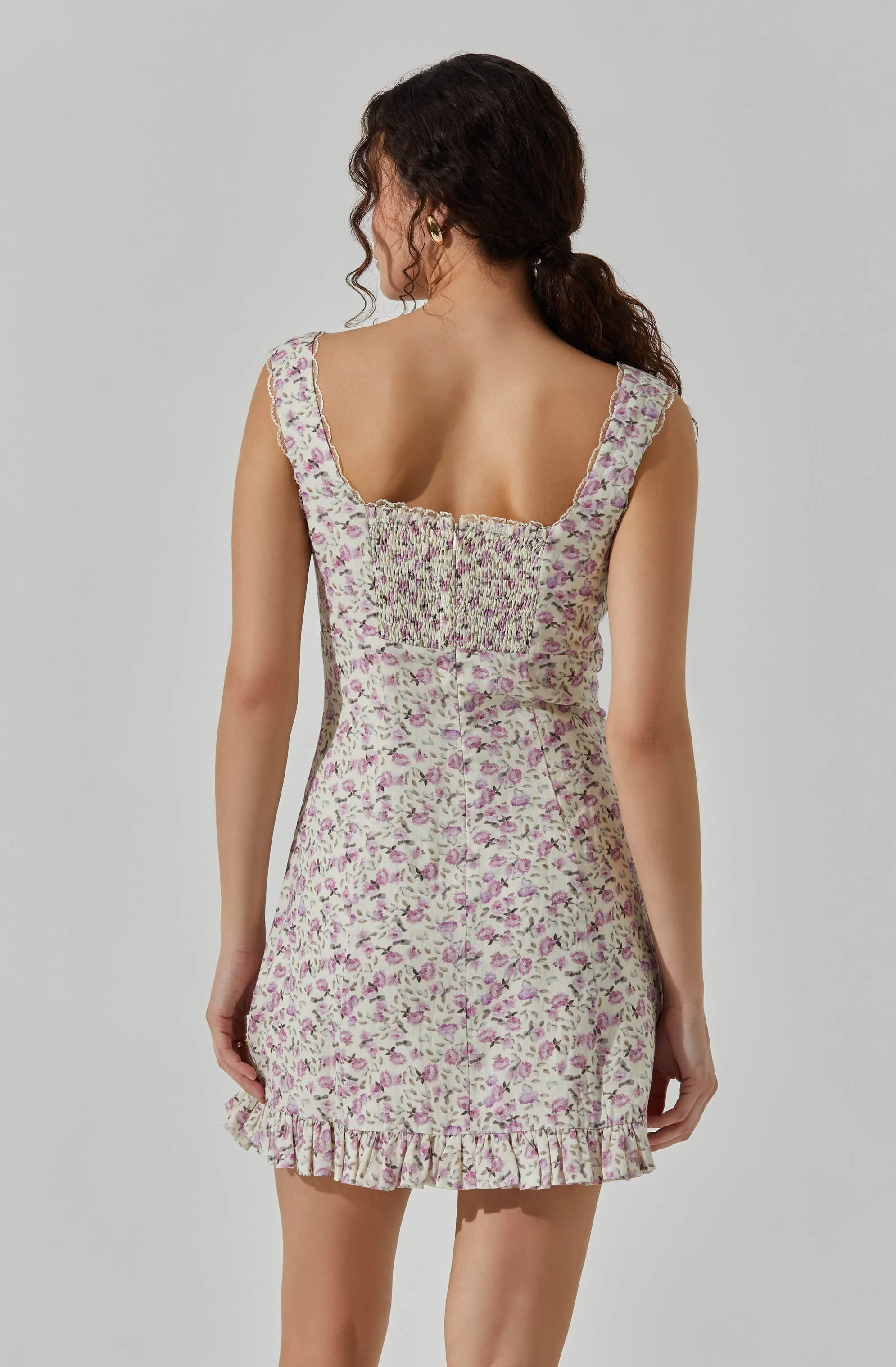 Lace Trimmed Linen Mini Dress sold by Astr product image thumbnail 5