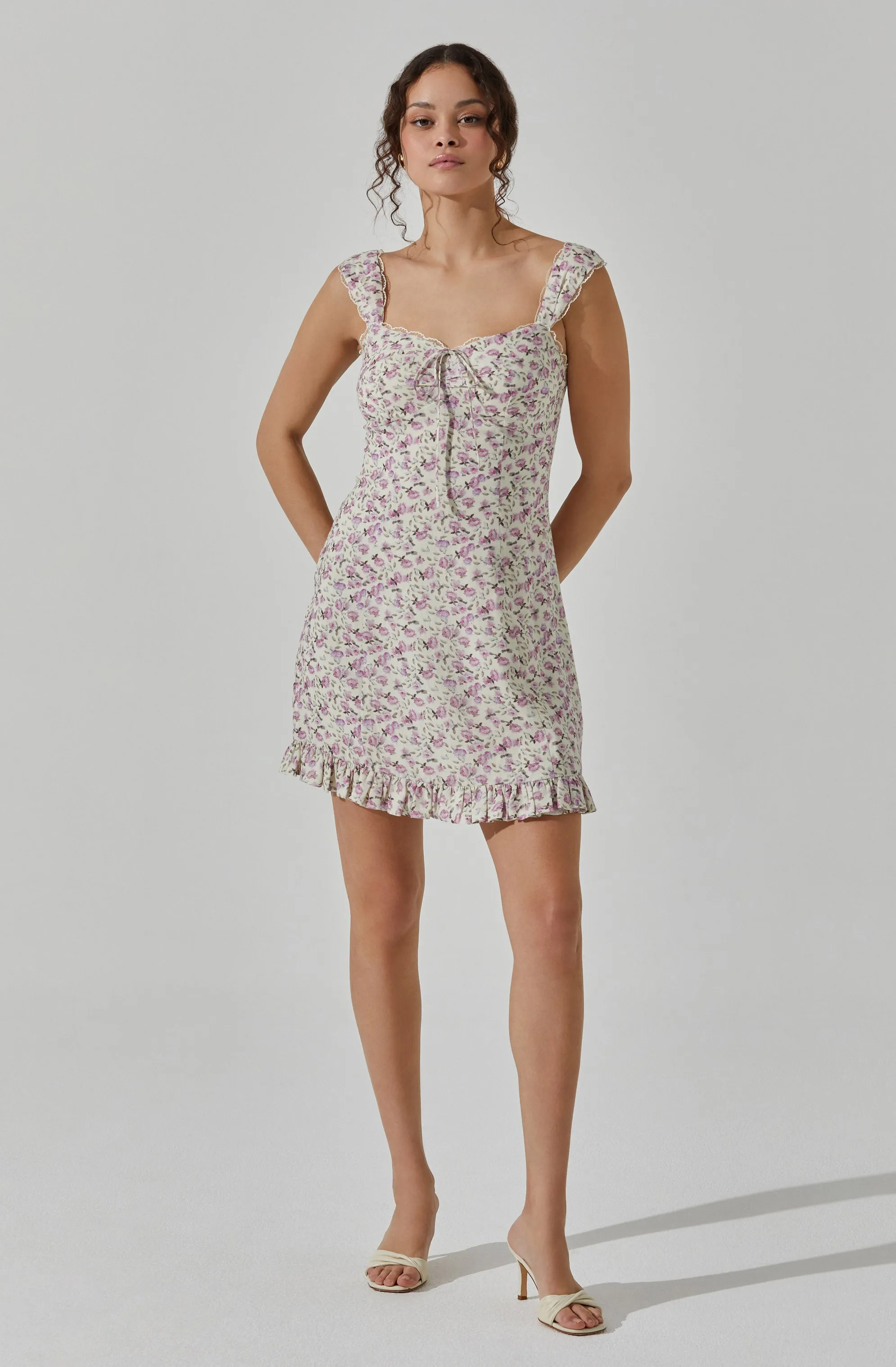 Lace Trimmed Linen Mini Dress sold by Astr product image thumbnail 3