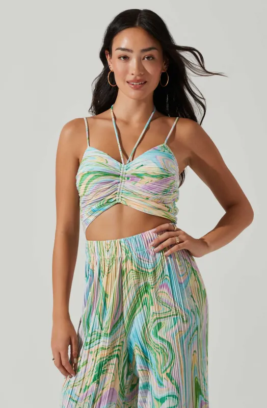Savine Ruched Tie Dye Halter Top made by Astr