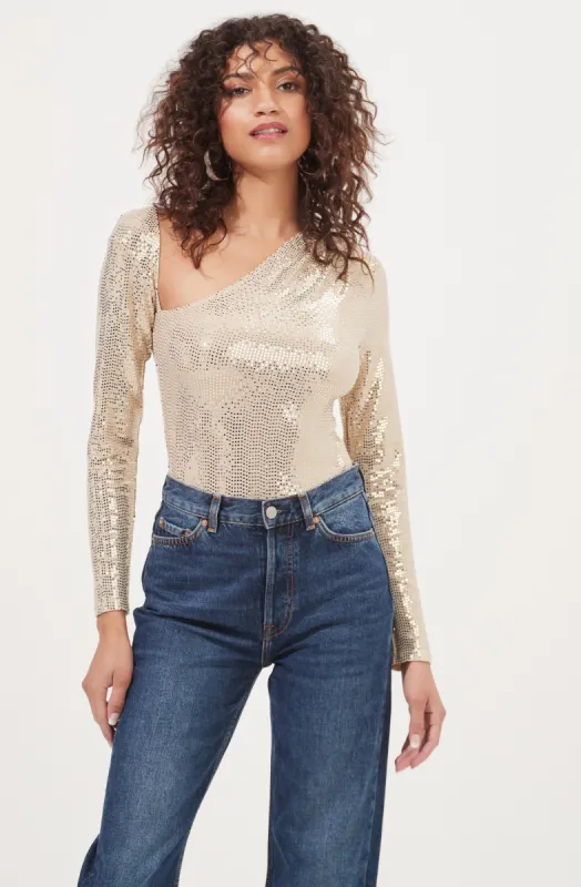 Della Sequin Cutout Bodysuit sold by Astr