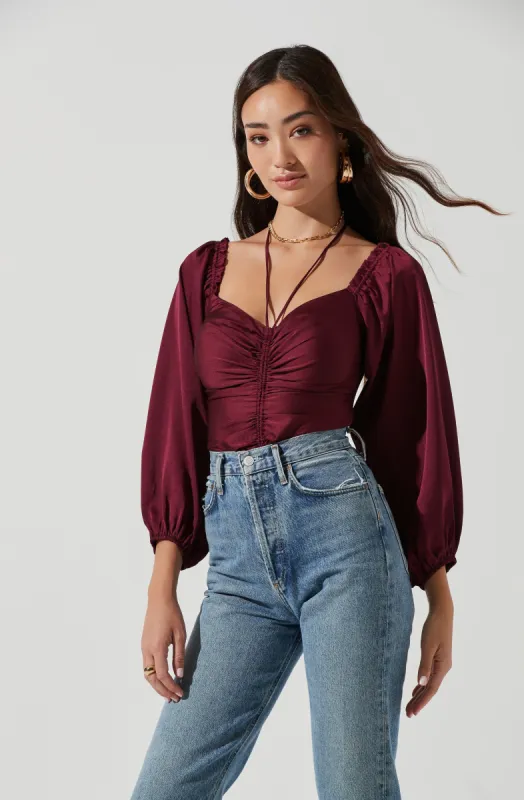 Long Sleeve Cinch Center Convertible Neckline Bodysuit sold by Astr