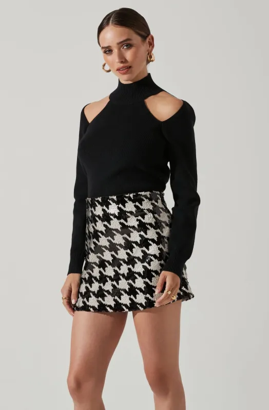 Hilary Shoulder Cutout Ribbed Knit Sweater made by Astr