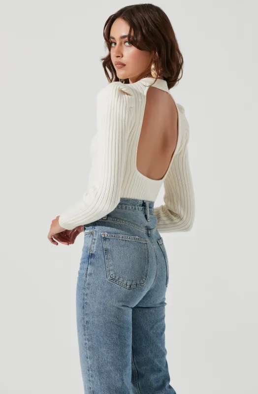 Back Cutout Long Sleeve Sweater sold by Astr