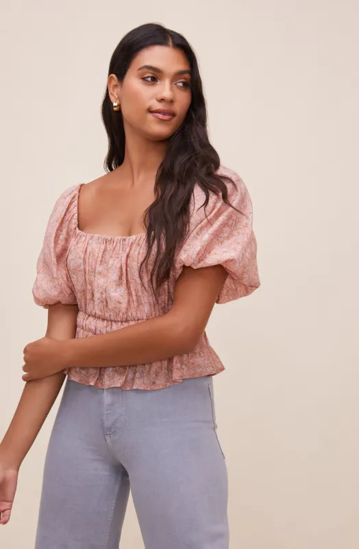 Theron Bubble Sleeve Top sold by Astr