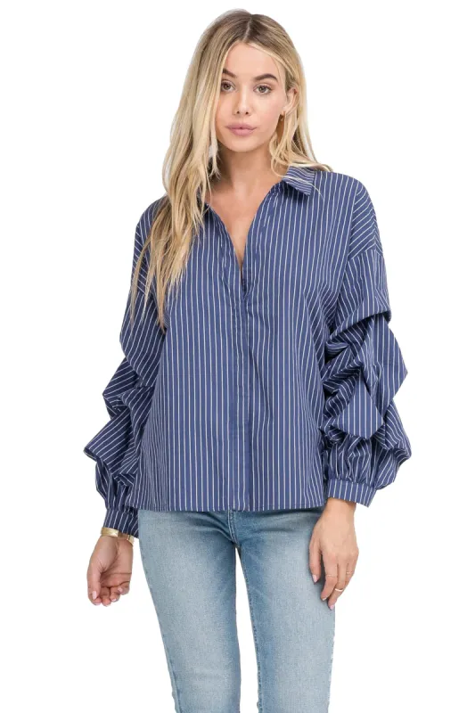 Ruffle Slv Collared Shirt sold by Astr