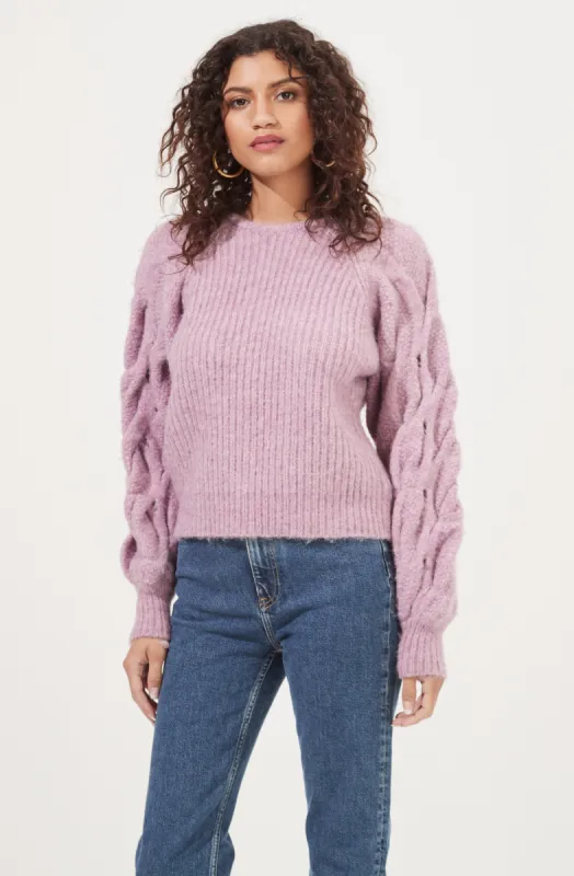 Lizette Cable Knit Statement Sleeve Sweater made by Astr