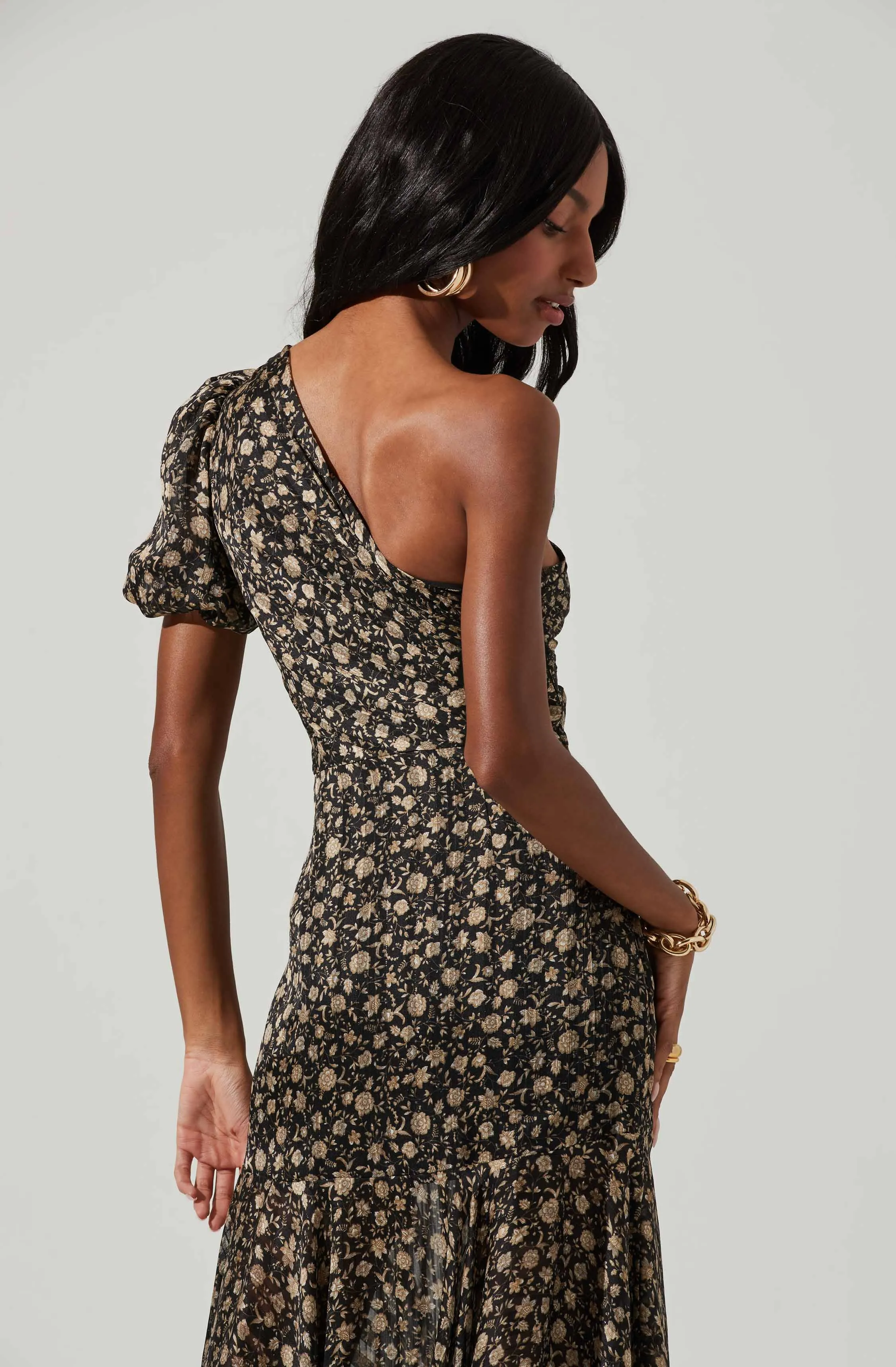 Santorini Floral One Shoulder Midi Dress sold by Astr product image thumbnail 5