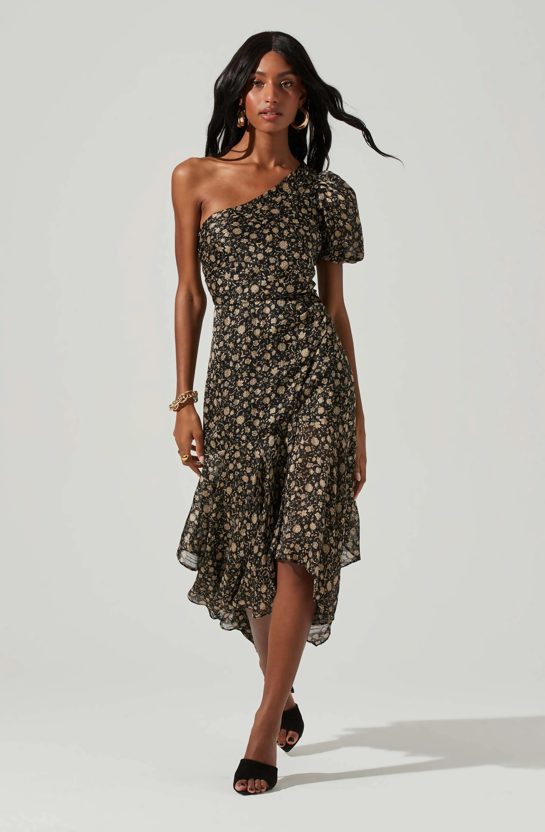 Santorini Floral One Shoulder Midi Dress sold by Astr product image thumbnail 3