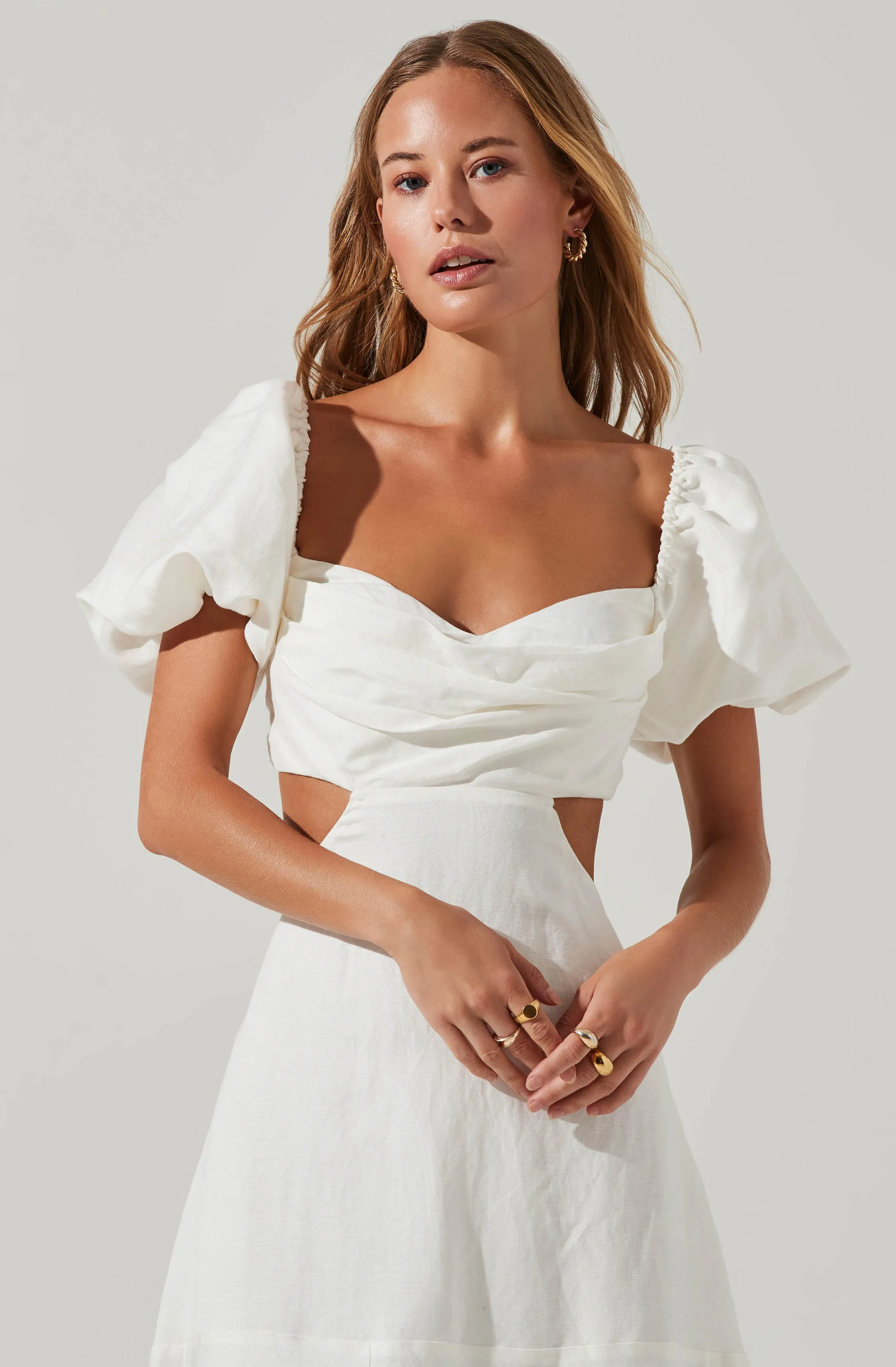 Winley Puff Sleeve Cutout Midi Dress sold by Astr product image thumbnail 2