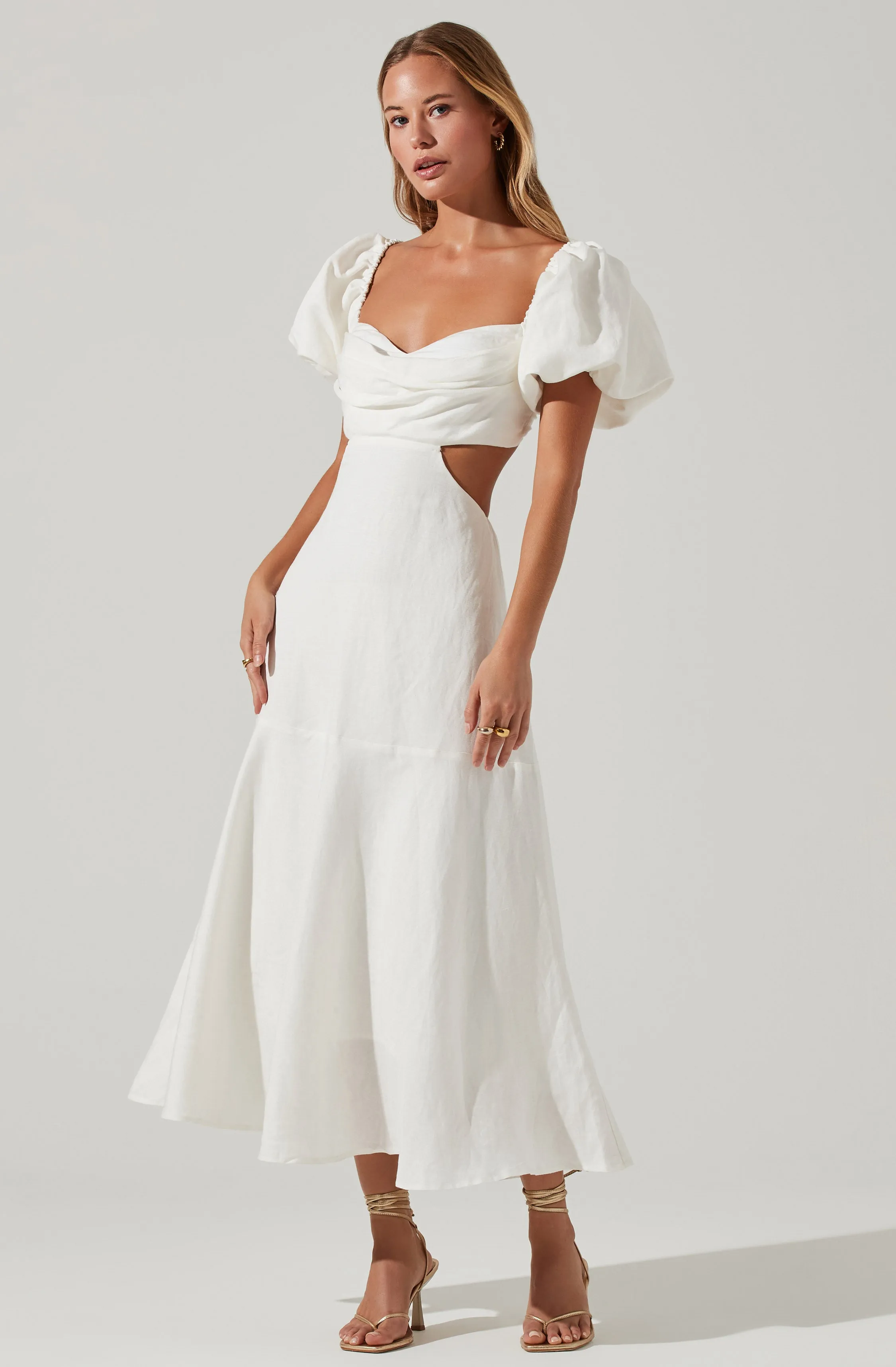 Winley Puff Sleeve Cutout Midi Dress sold by Astr product image thumbnail 3