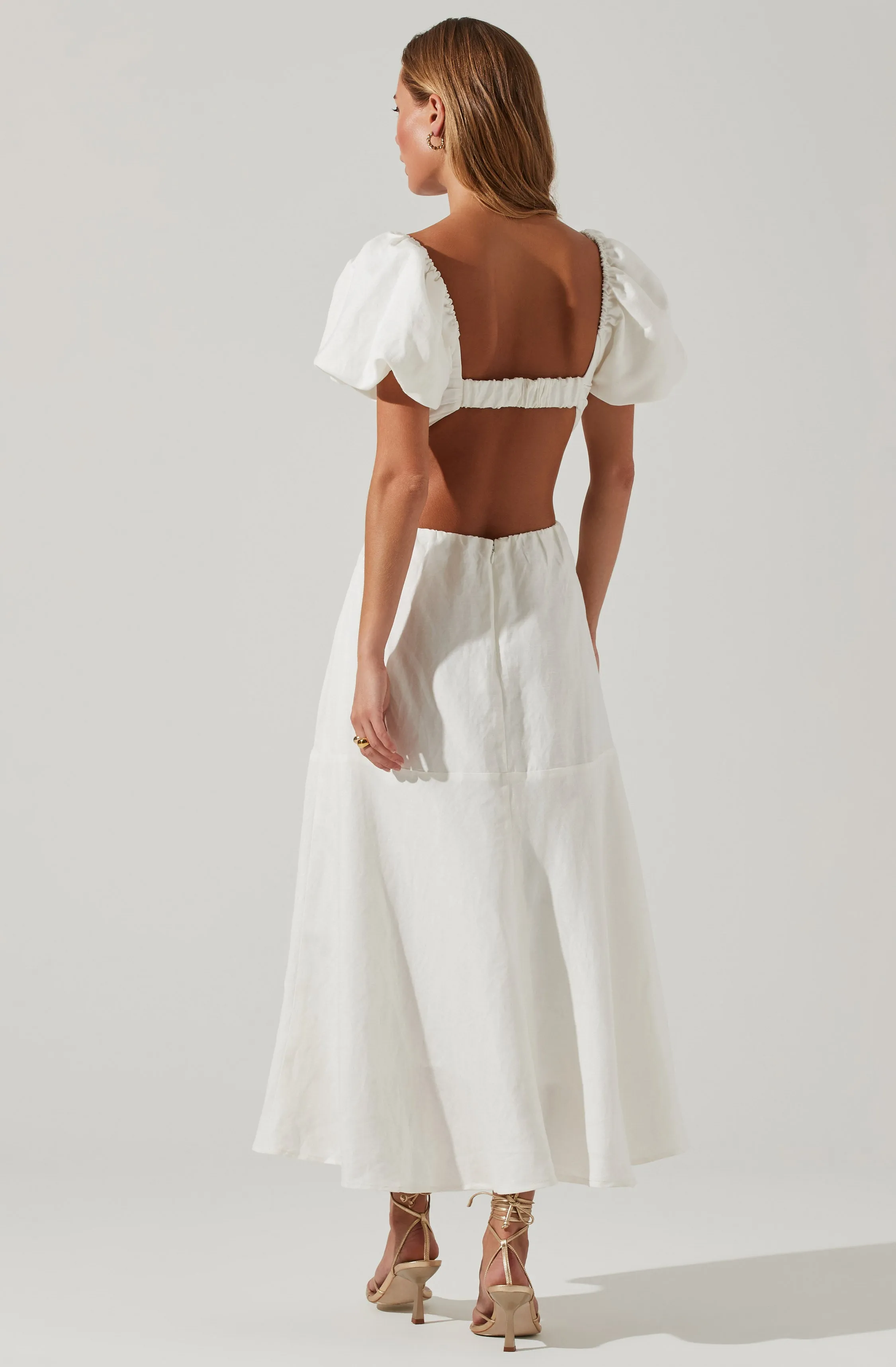 Winley Puff Sleeve Cutout Midi Dress sold by Astr product image thumbnail 5