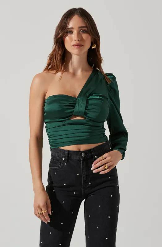One Shoulder Twisted Bandeau Crop Top sold by Astr