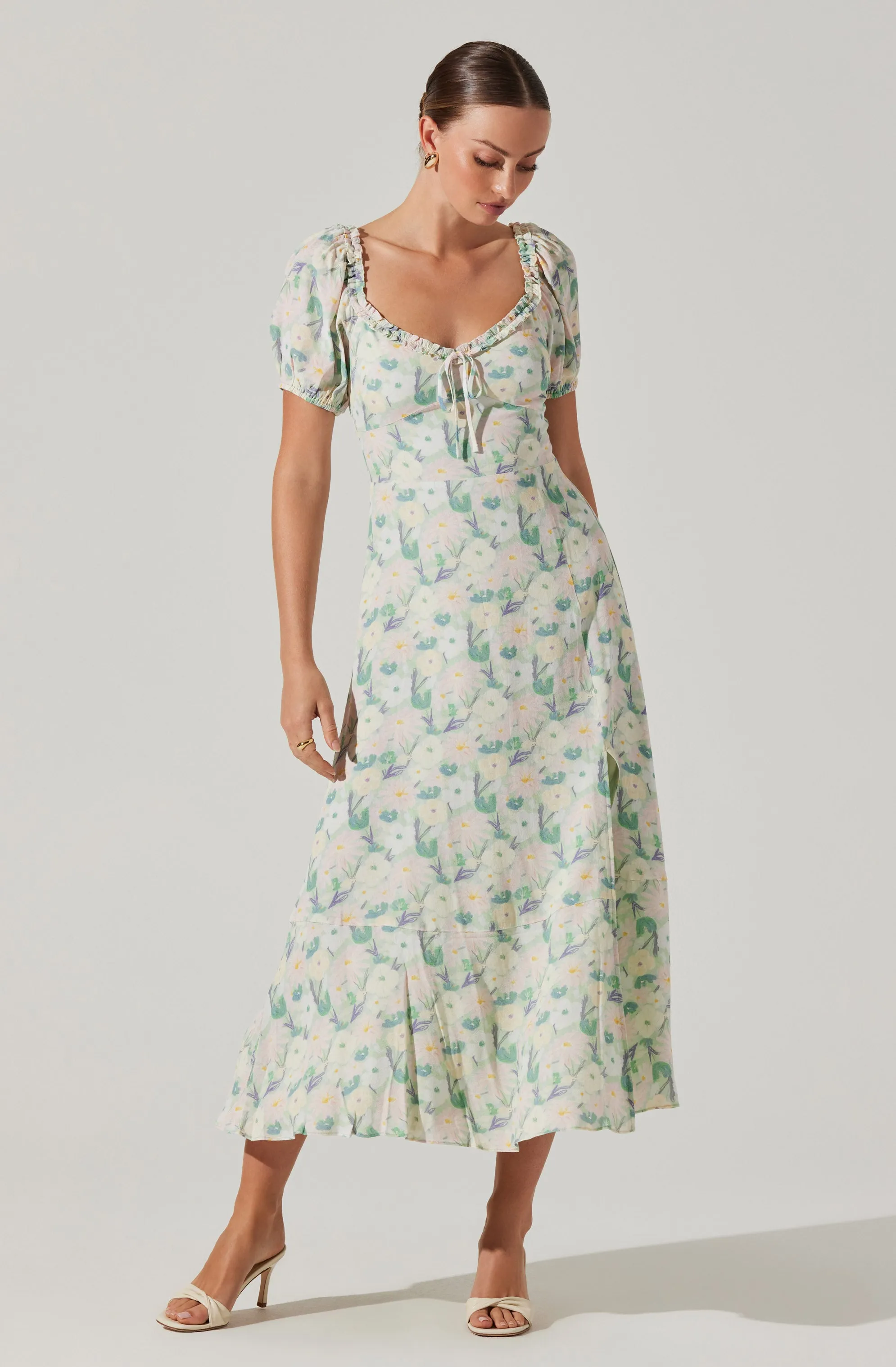 Puff Sleeve Floral Midi Dress sold by Astr product image thumbnail 3