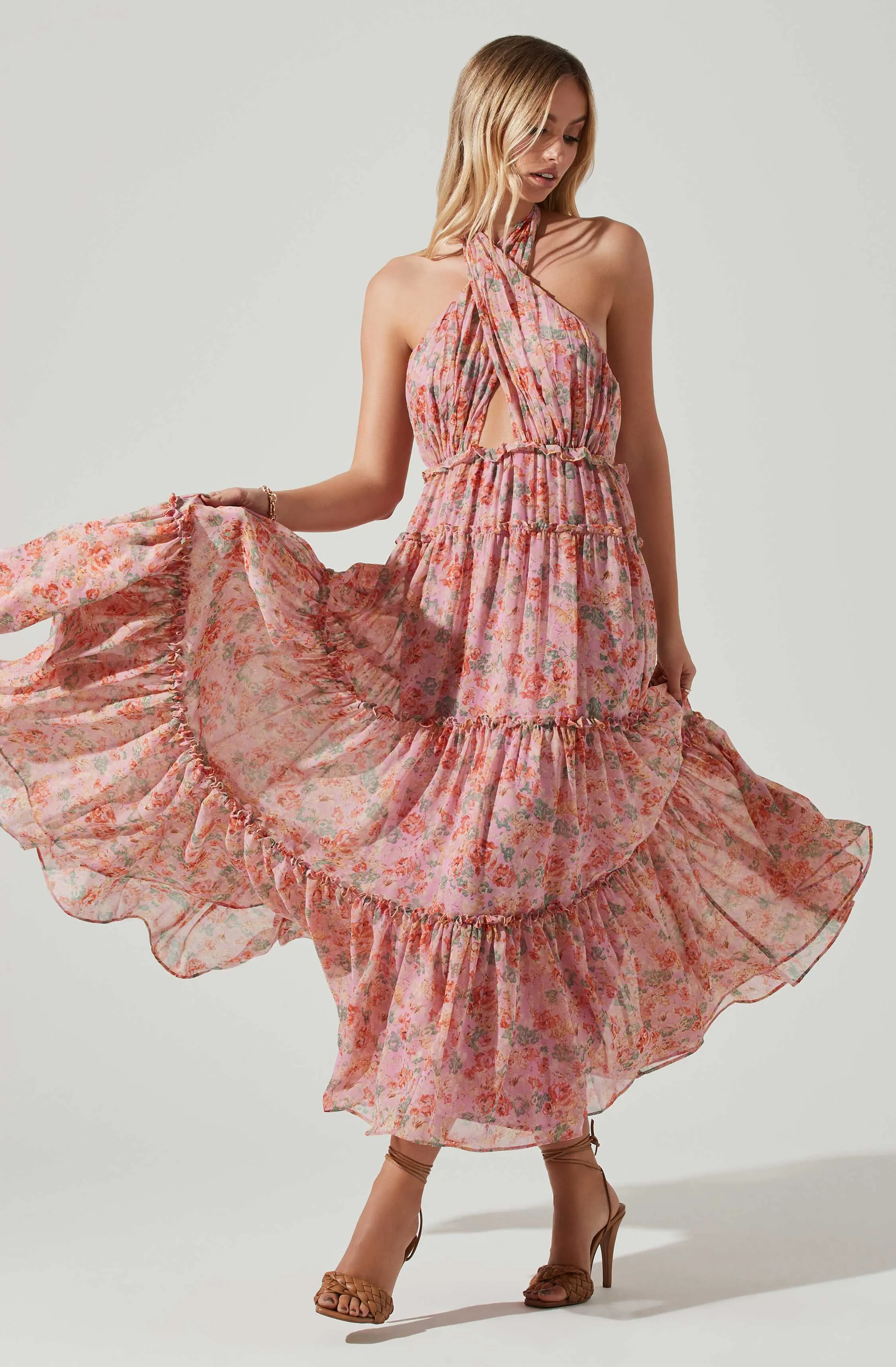 Jaidee Floral Tiered Maxi Dress sold by Astr