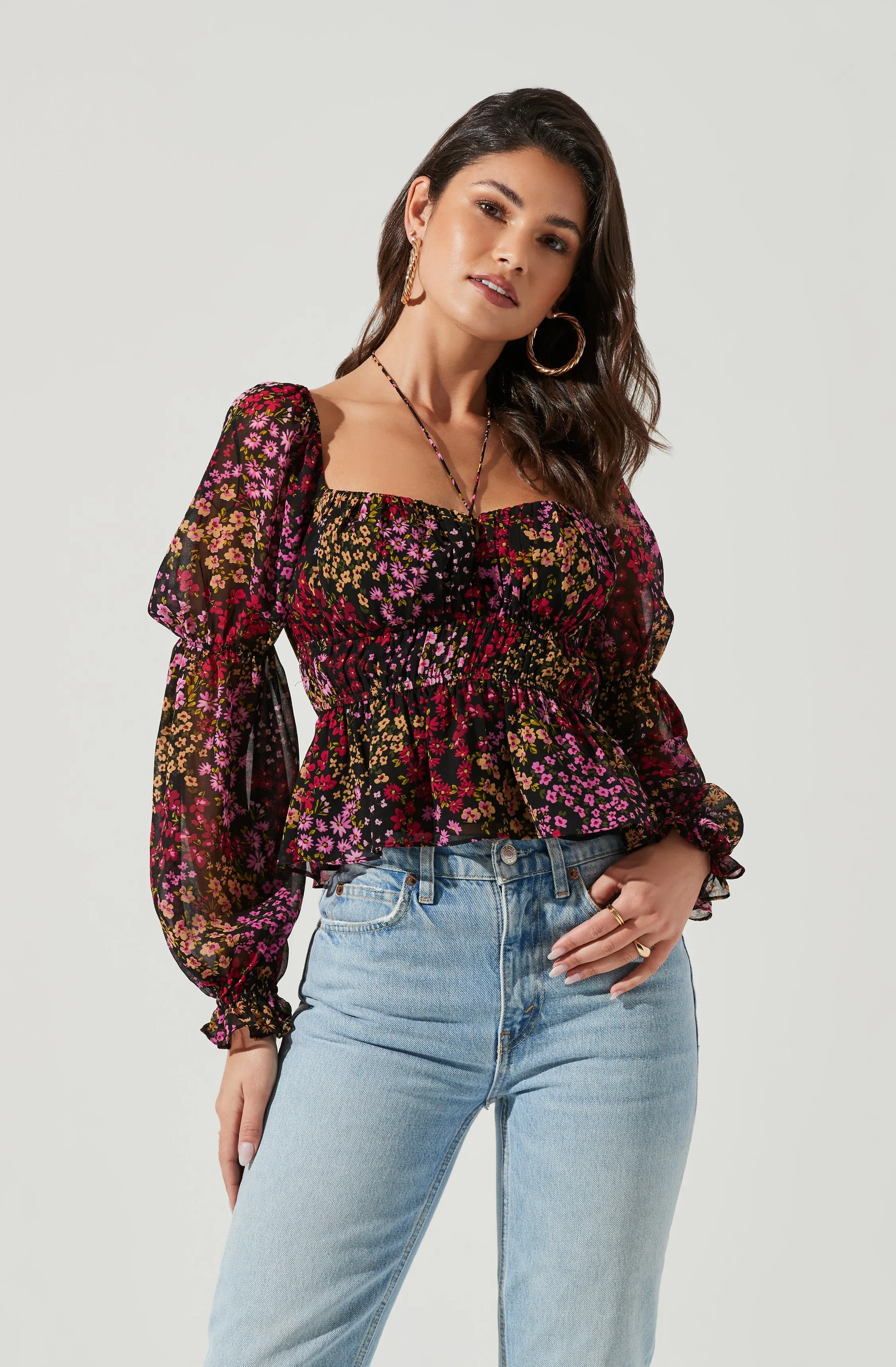 Bloomfield Floral Halter Long Sleeve Top sold by Astr product image thumbnail 3