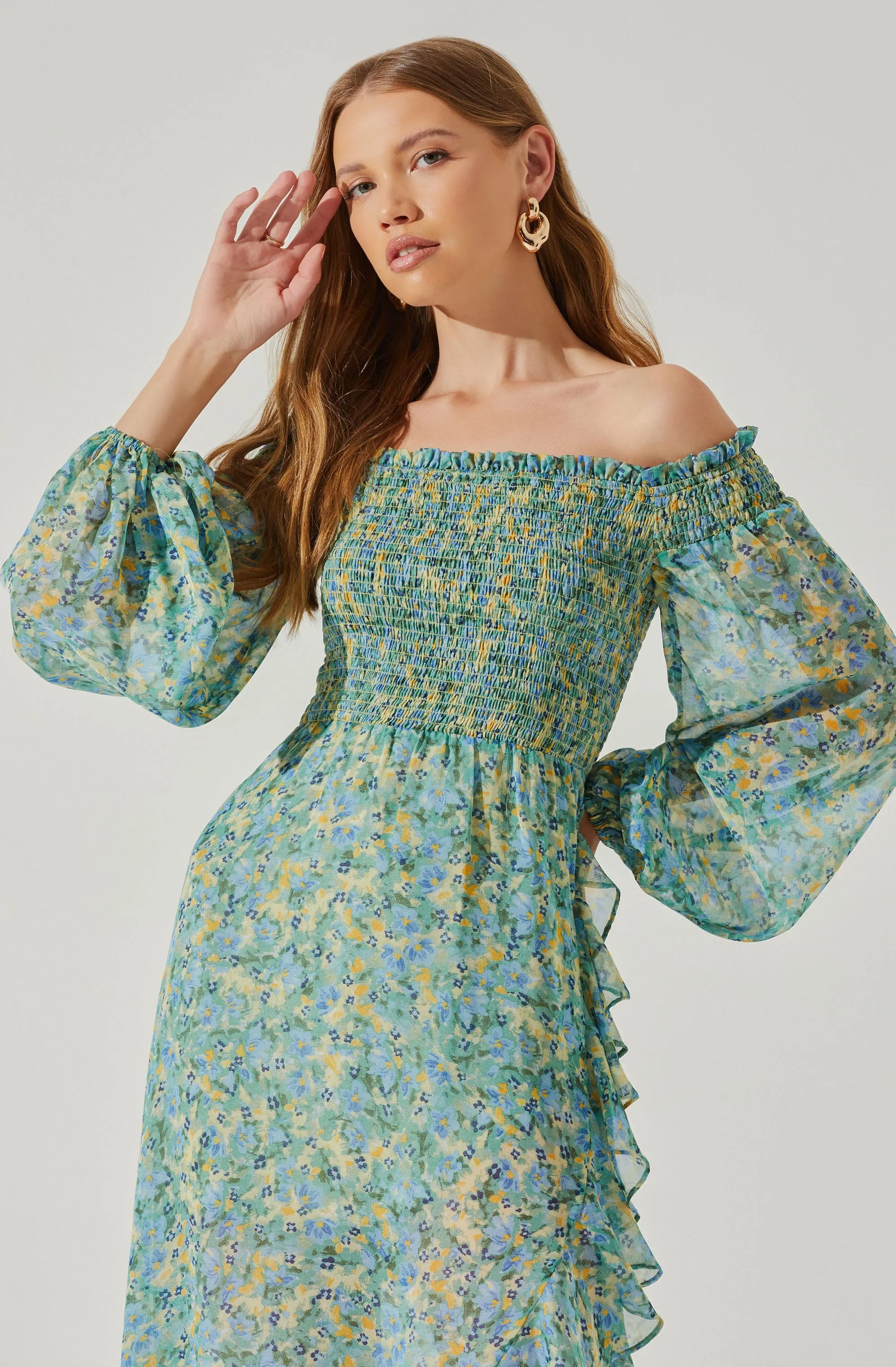Katlynne Floral Off Shoulder Long Sleeve Maxi Dress sold by Astr product image thumbnail 2