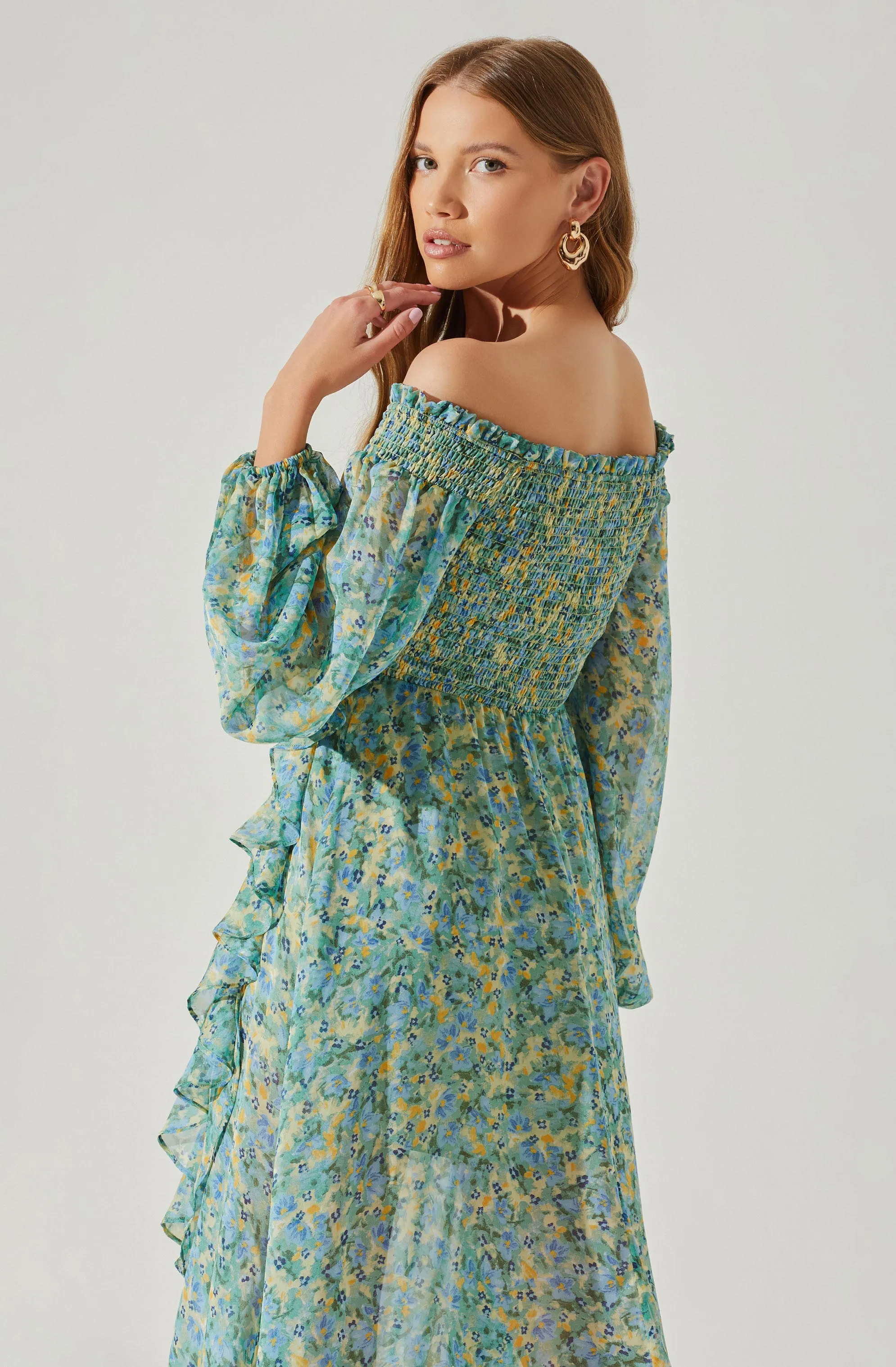 Katlynne Floral Off Shoulder Long Sleeve Maxi Dress sold by Astr product image thumbnail 5