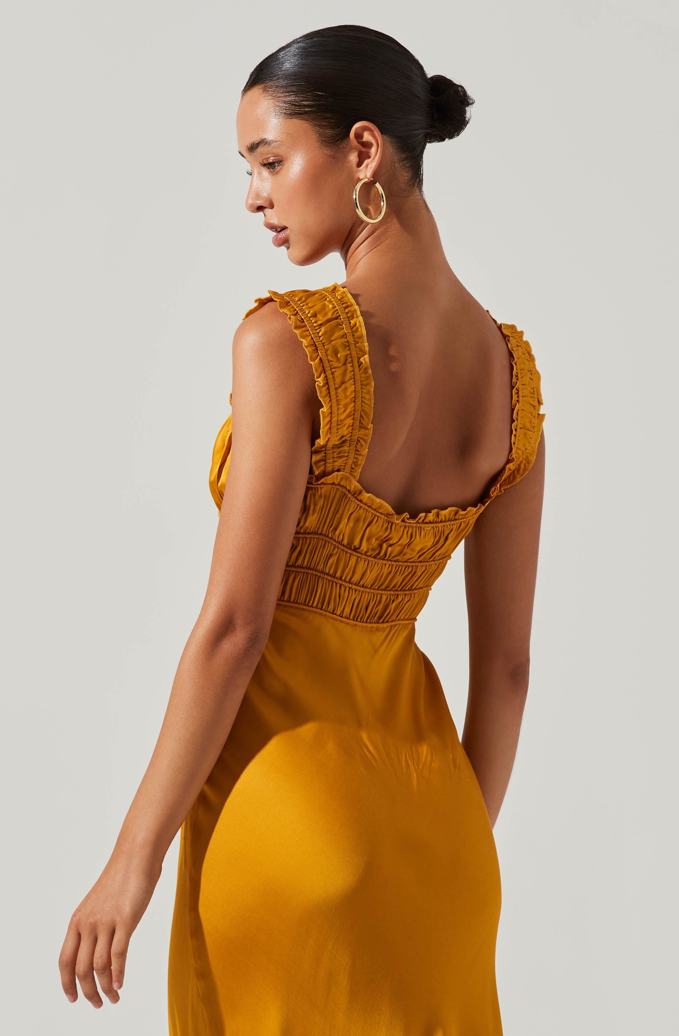Enola Satin Smocked Midi Dress sold by Astr product image thumbnail 3