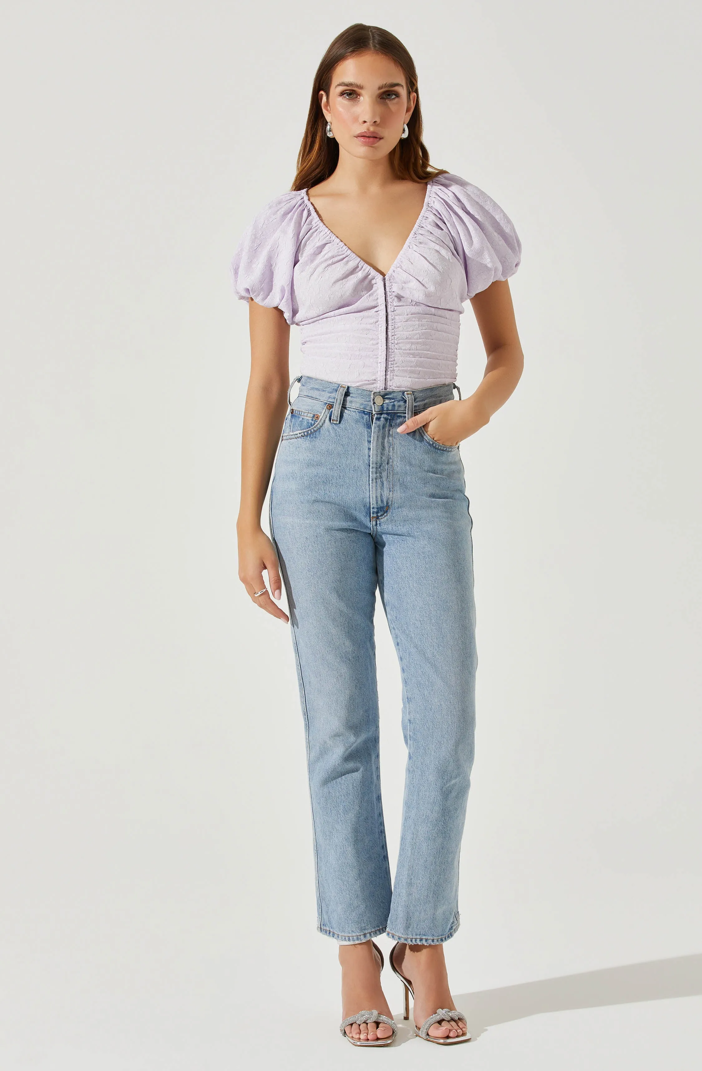 Tameka Textured Ruched Puff Sleeve Top sold by Astr product image thumbnail 2